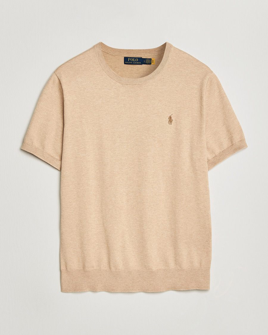 Herre | T-Shirts | Polo Ralph Lauren | Knitted Short Sleeve T-Shirt Camel Melange