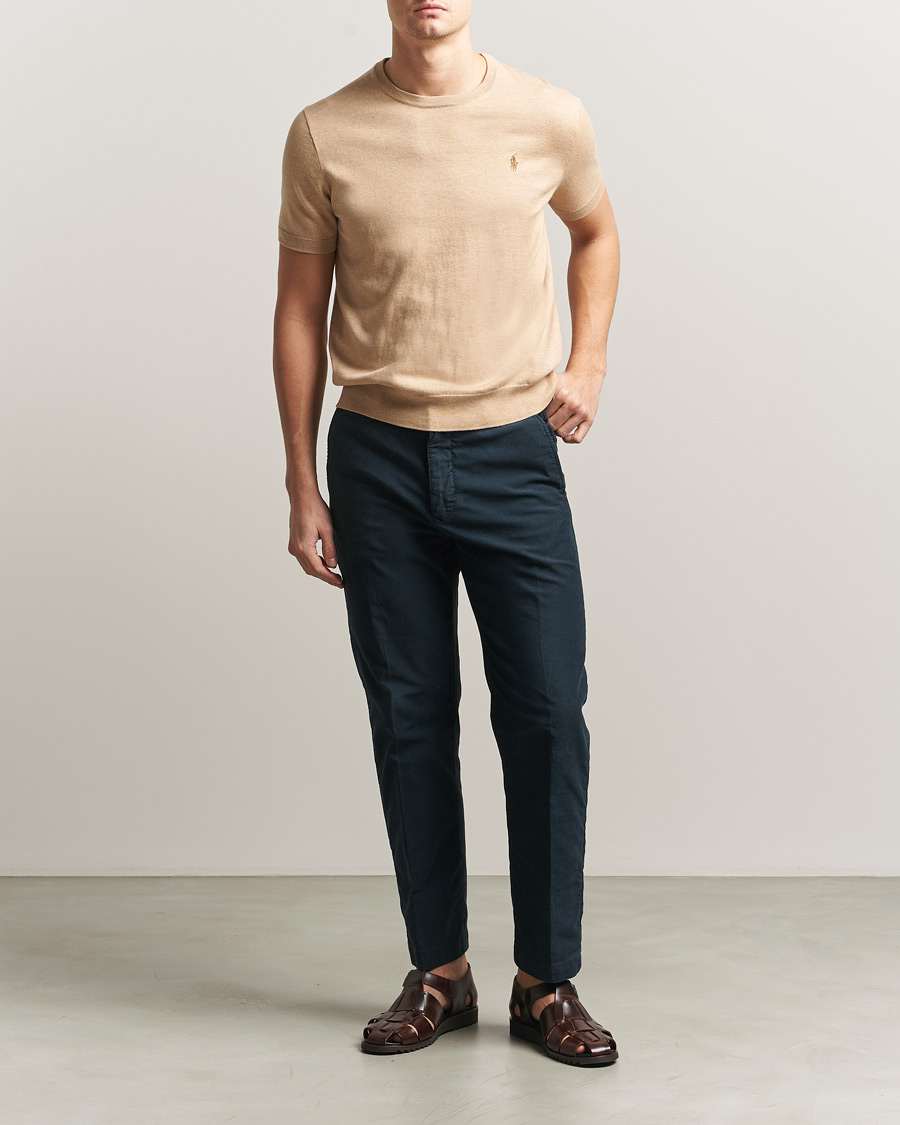 Herre | T-Shirts | Polo Ralph Lauren | Knitted Short Sleeve T-Shirt Camel Melange