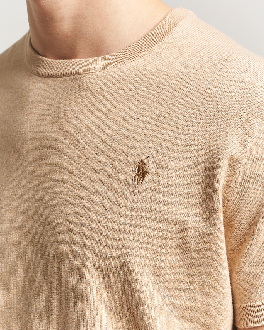 Herre | T-Shirts | Polo Ralph Lauren | Knitted Short Sleeve T-Shirt Camel Melange