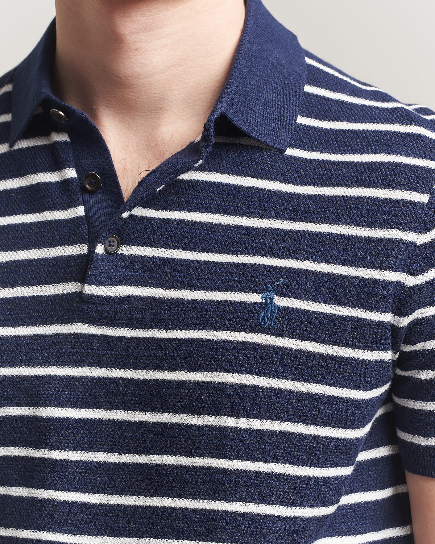 Herre | Polotrøjer | Polo Ralph Lauren | Cotton Blend Striped Polo Bright Navy Combo