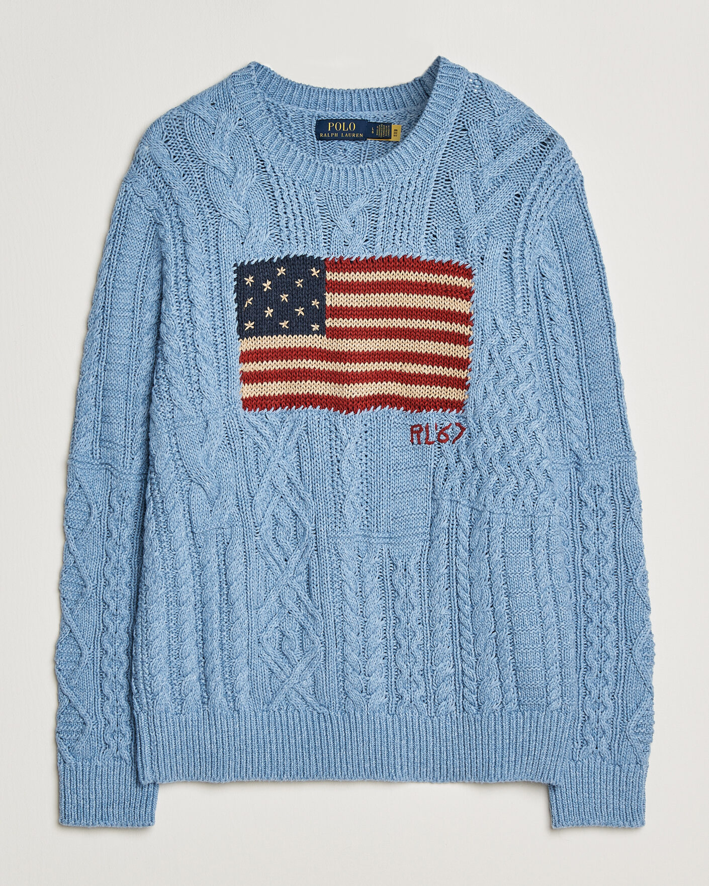 Herre | Trøjer | Polo Ralph Lauren | Cotton Flag Sweater Light Blue Combo