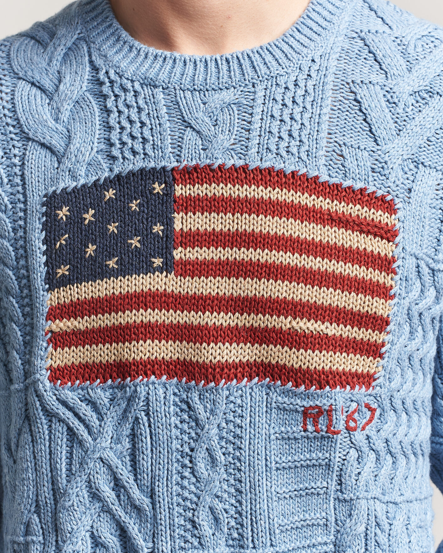 Herre | Trøjer | Polo Ralph Lauren | Cotton Flag Sweater Light Blue Combo