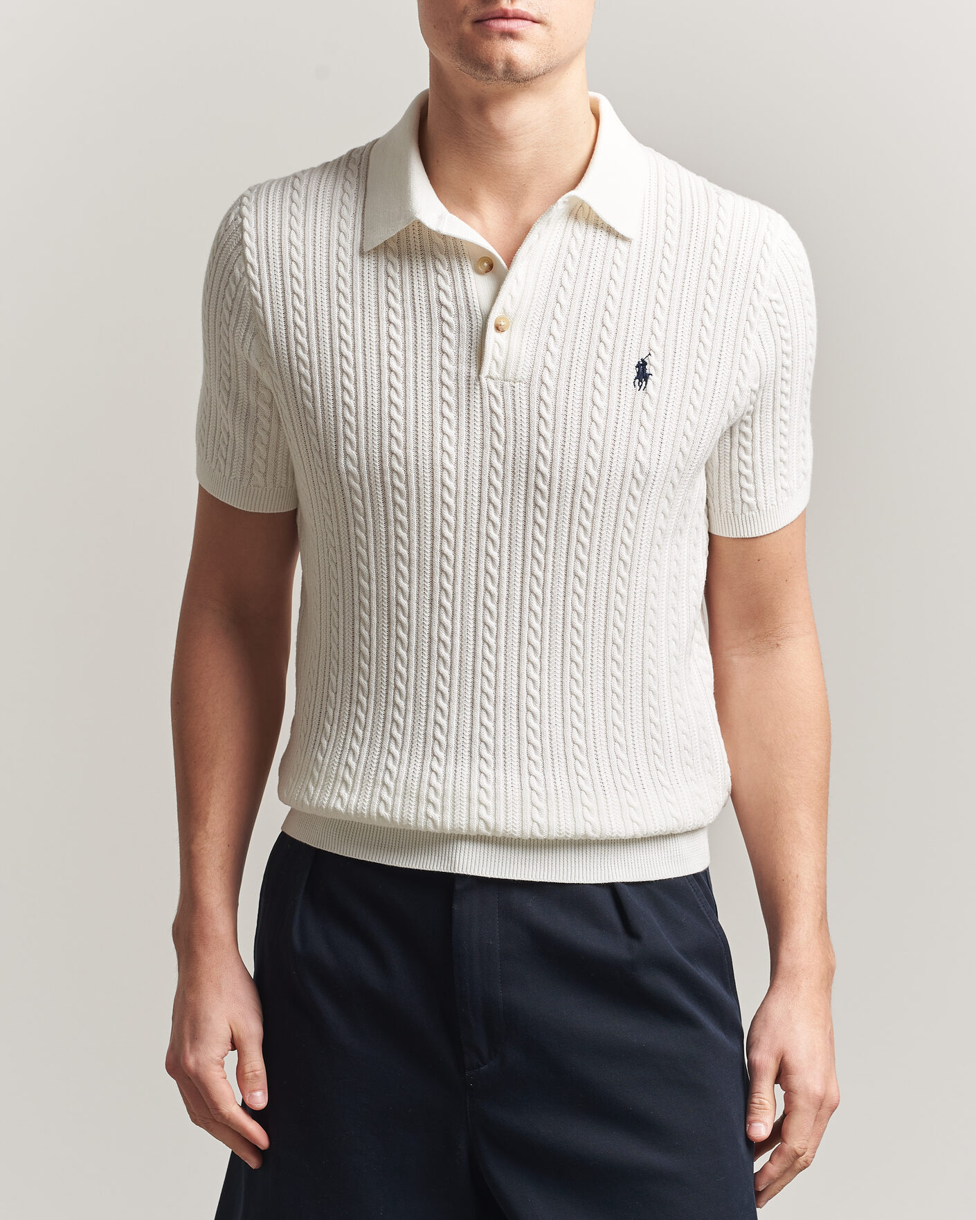 Herre | Polotrøjer | Polo Ralph Lauren | Cotton Polo Deckwash White/Navy