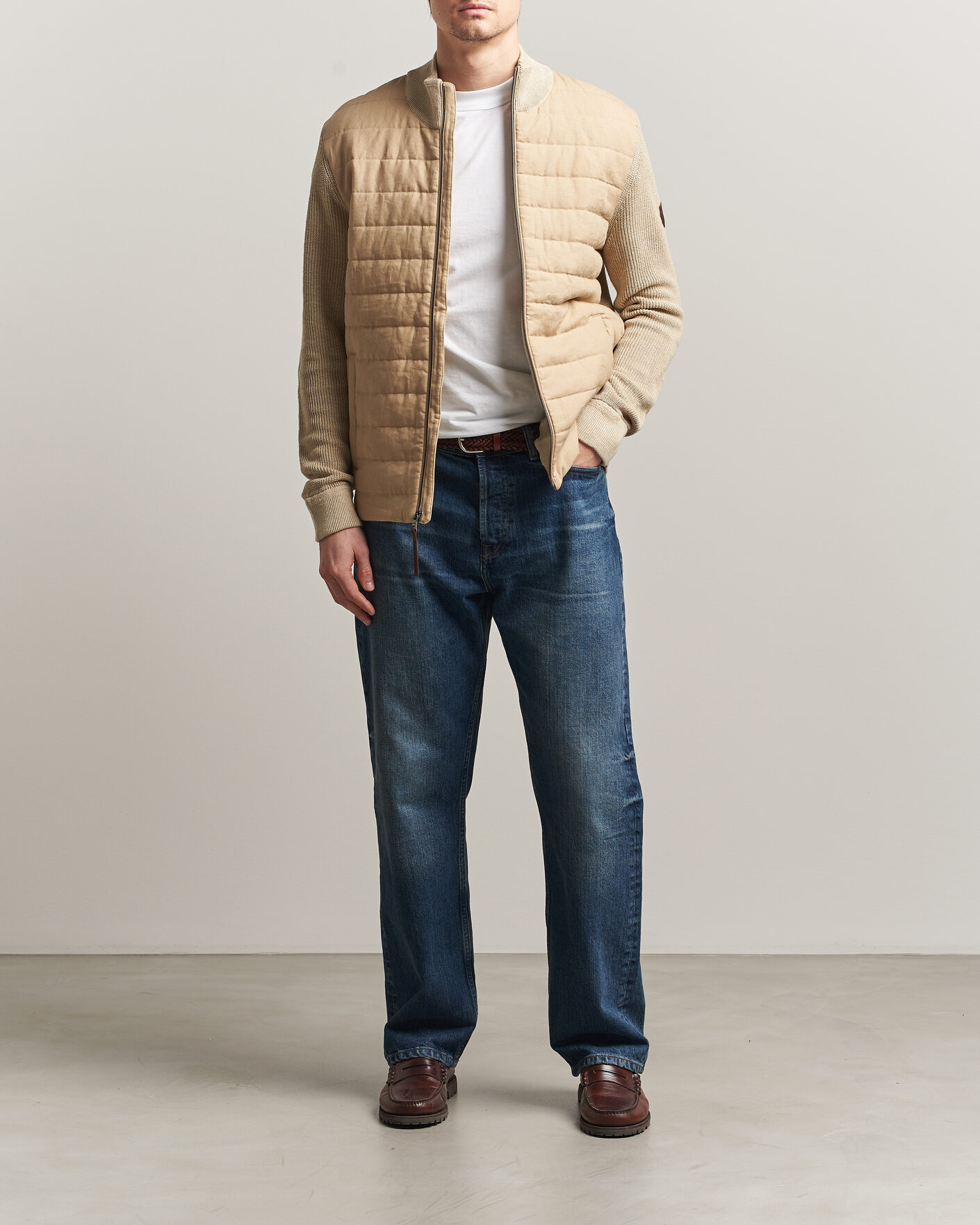 Herre | Trøjer | Polo Ralph Lauren | Linen Full Zip Sweater Coastal Beige