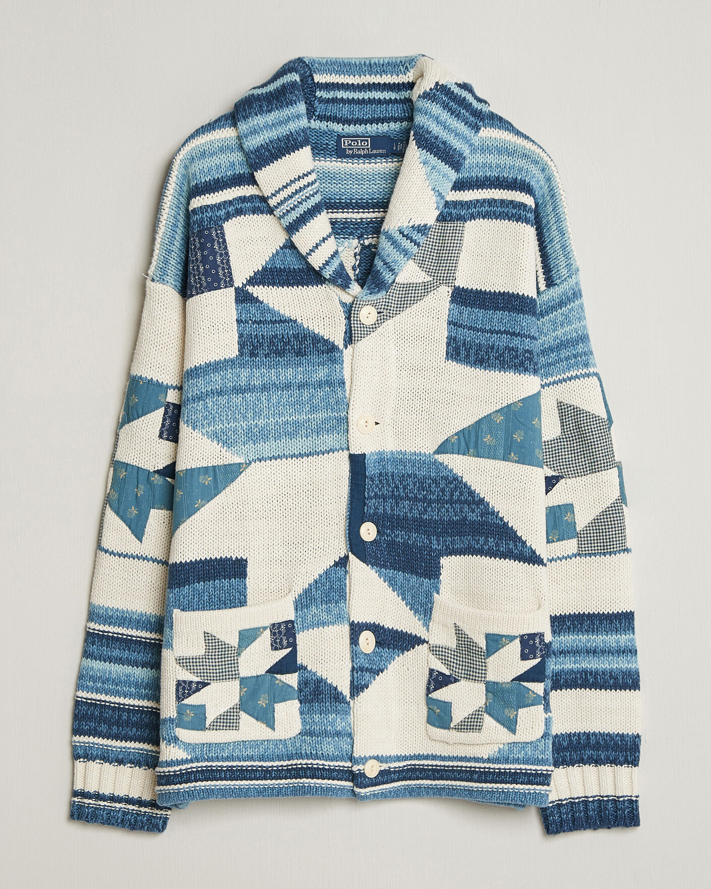 Herre | Trøjer | Polo Ralph Lauren | Cotton Linen Cardigan Cream Blue Combo