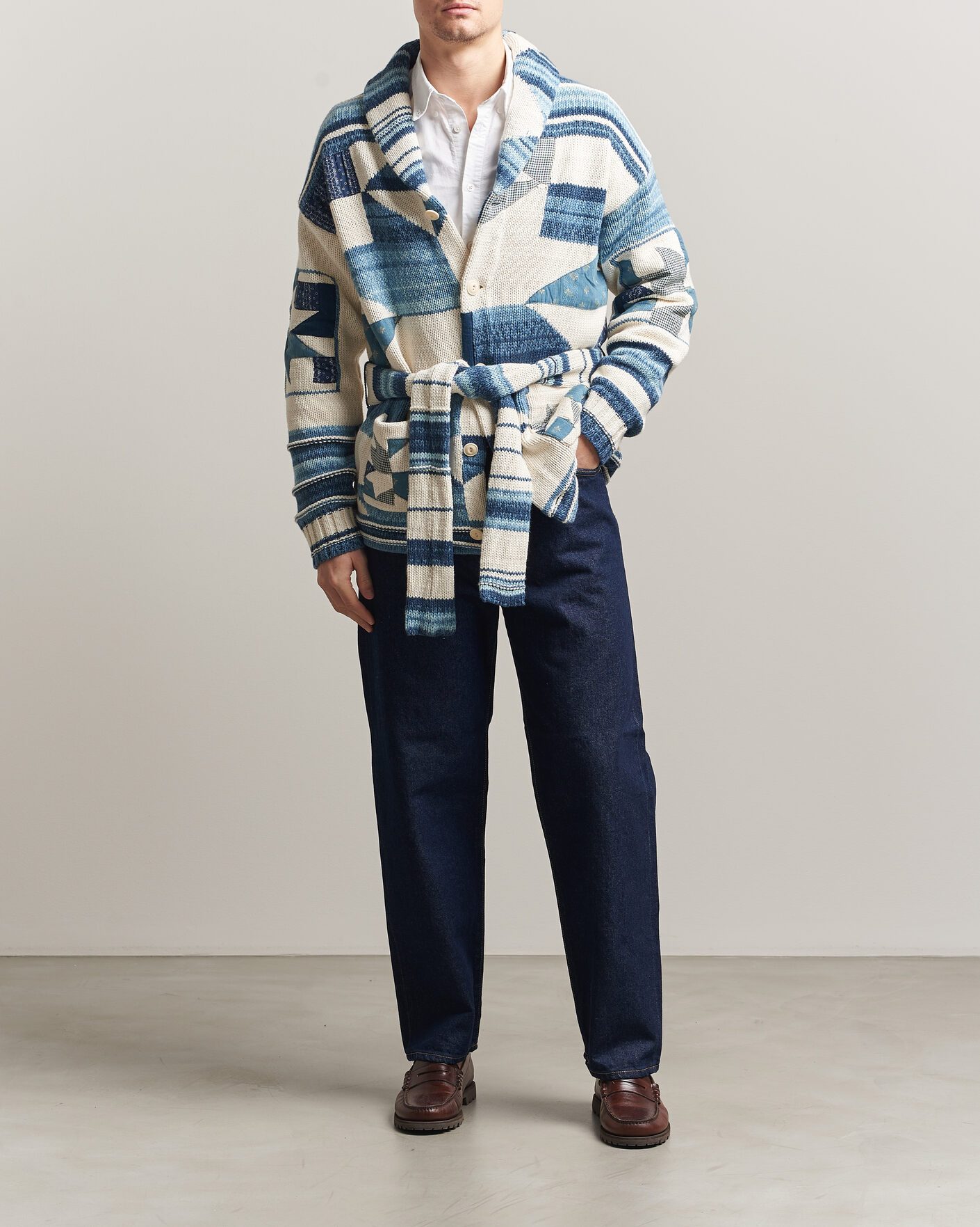 Herre | Trøjer | Polo Ralph Lauren | Cotton Linen Cardigan Cream Blue Combo