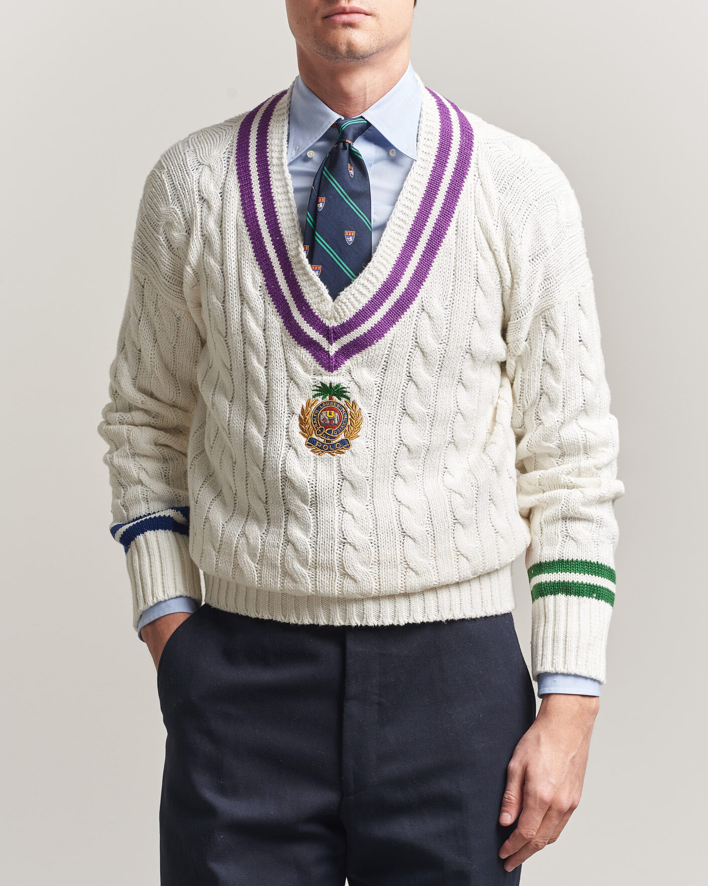 Herre | Trøjer | Polo Ralph Lauren | Cotton Linen Blend Sweater Cream Combo