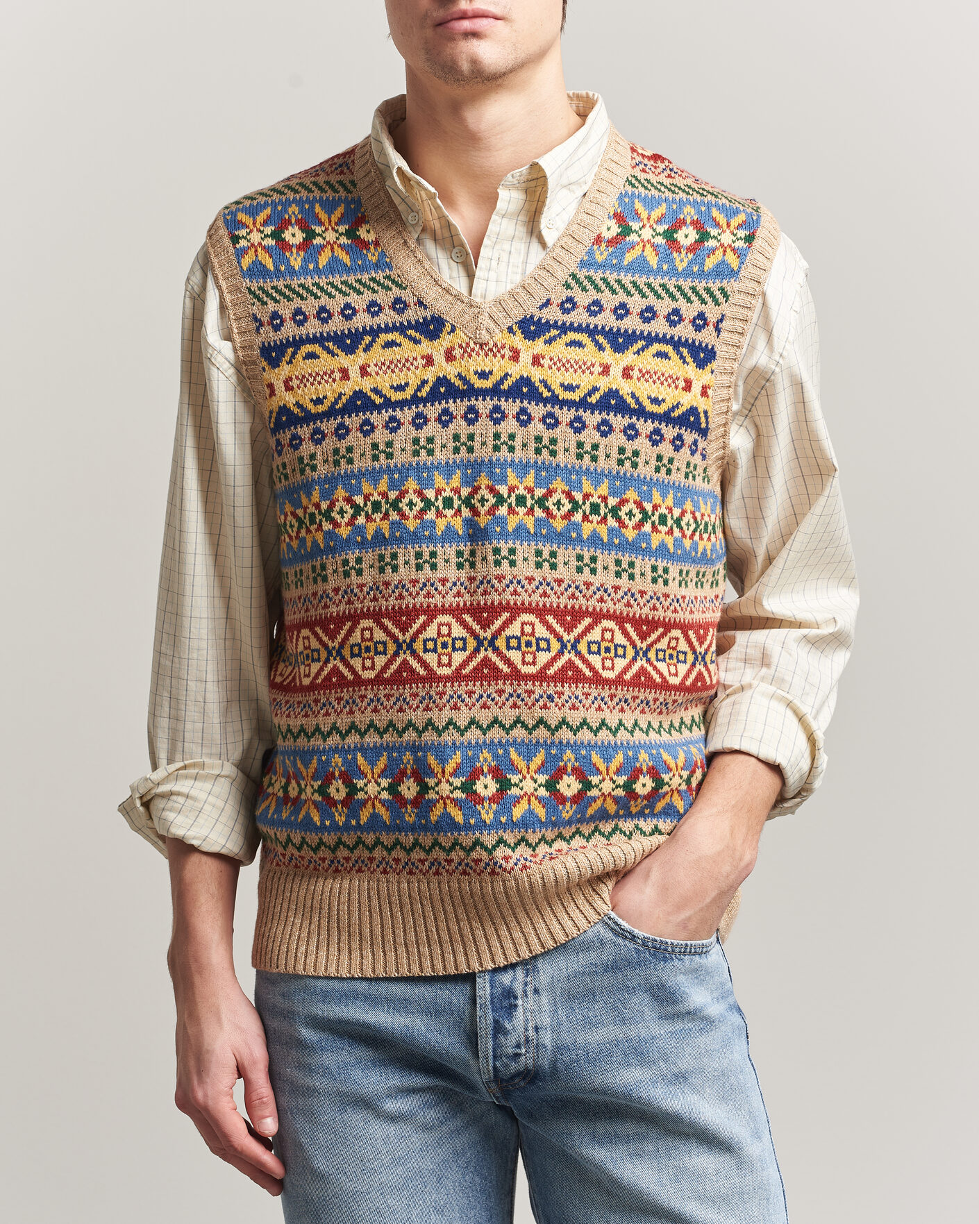 Herre | Trøjer | Polo Ralph Lauren | Cotton Linen Blend Vest Tan Combo