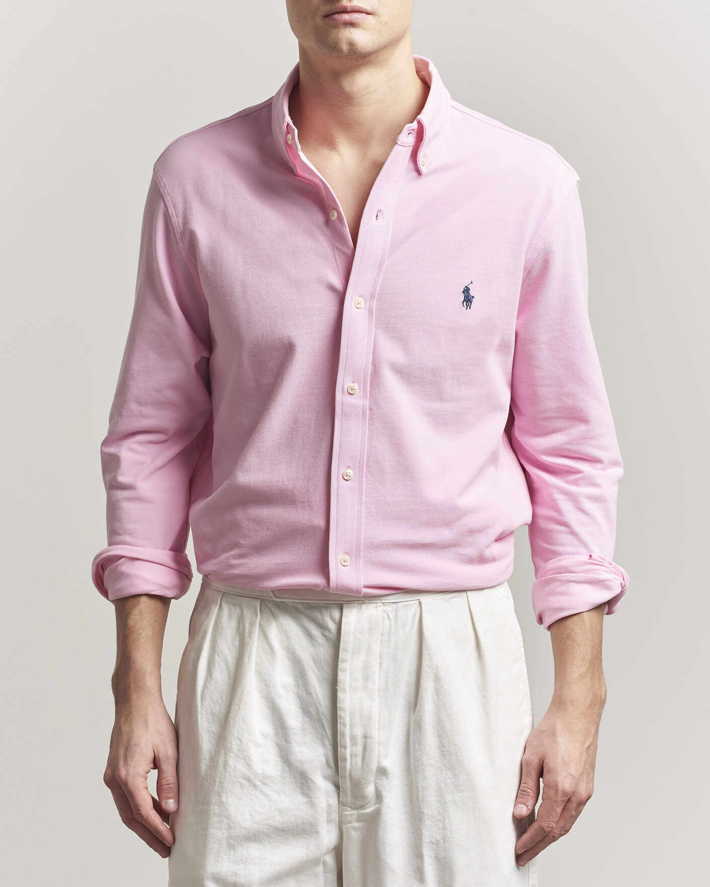 Herre | Skjorter | Polo Ralph Lauren | Featherweight Mesh Shirt Carmel Pink