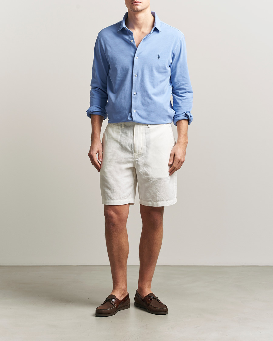 Herre | Skjorter | Polo Ralph Lauren | Featherweight Knitted Shirt Canvas Blue