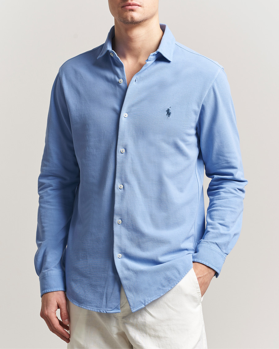 Herre | Skjorter | Polo Ralph Lauren | Featherweight Knitted Shirt Canvas Blue