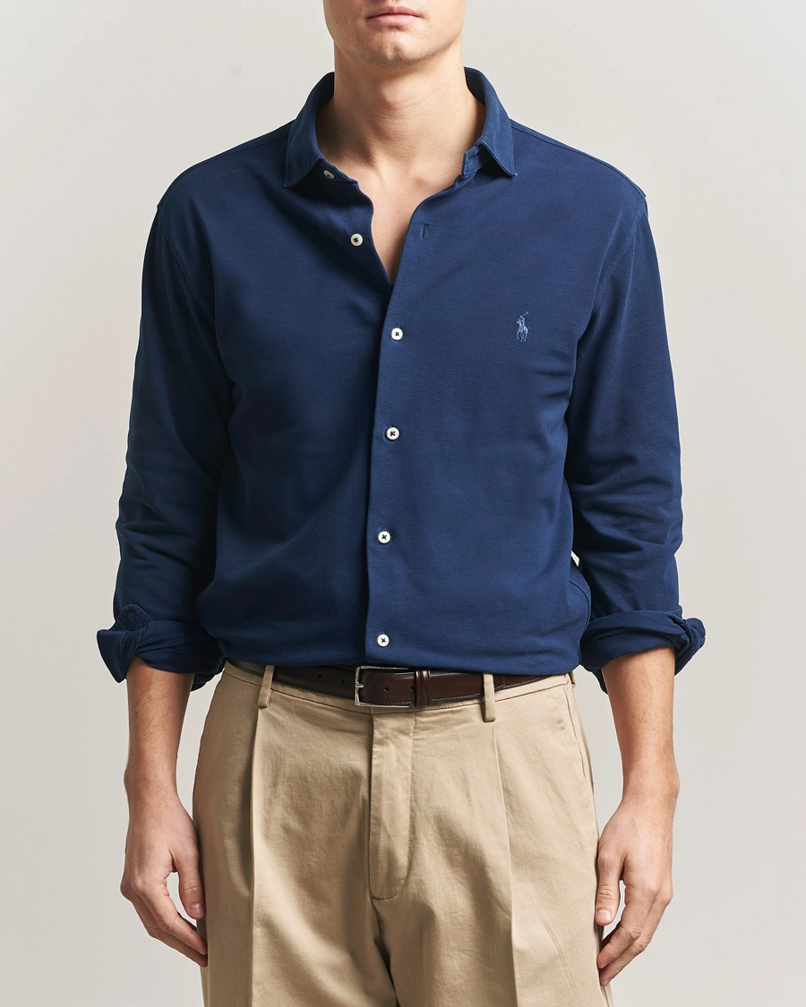 Herre | Skjorter | Polo Ralph Lauren | Featherweight Knitted Shirt Dark Cobalt