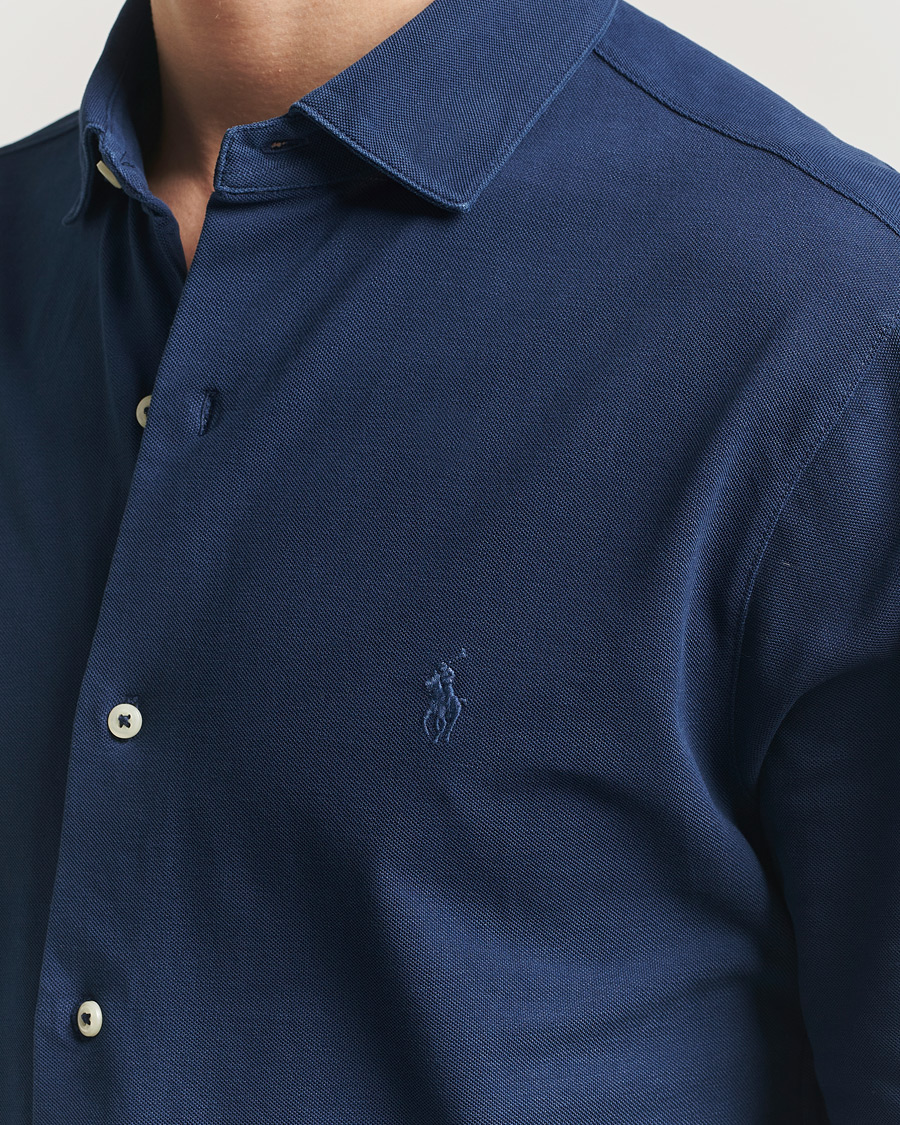 Herre | Skjorter | Polo Ralph Lauren | Featherweight Knitted Shirt Dark Cobalt