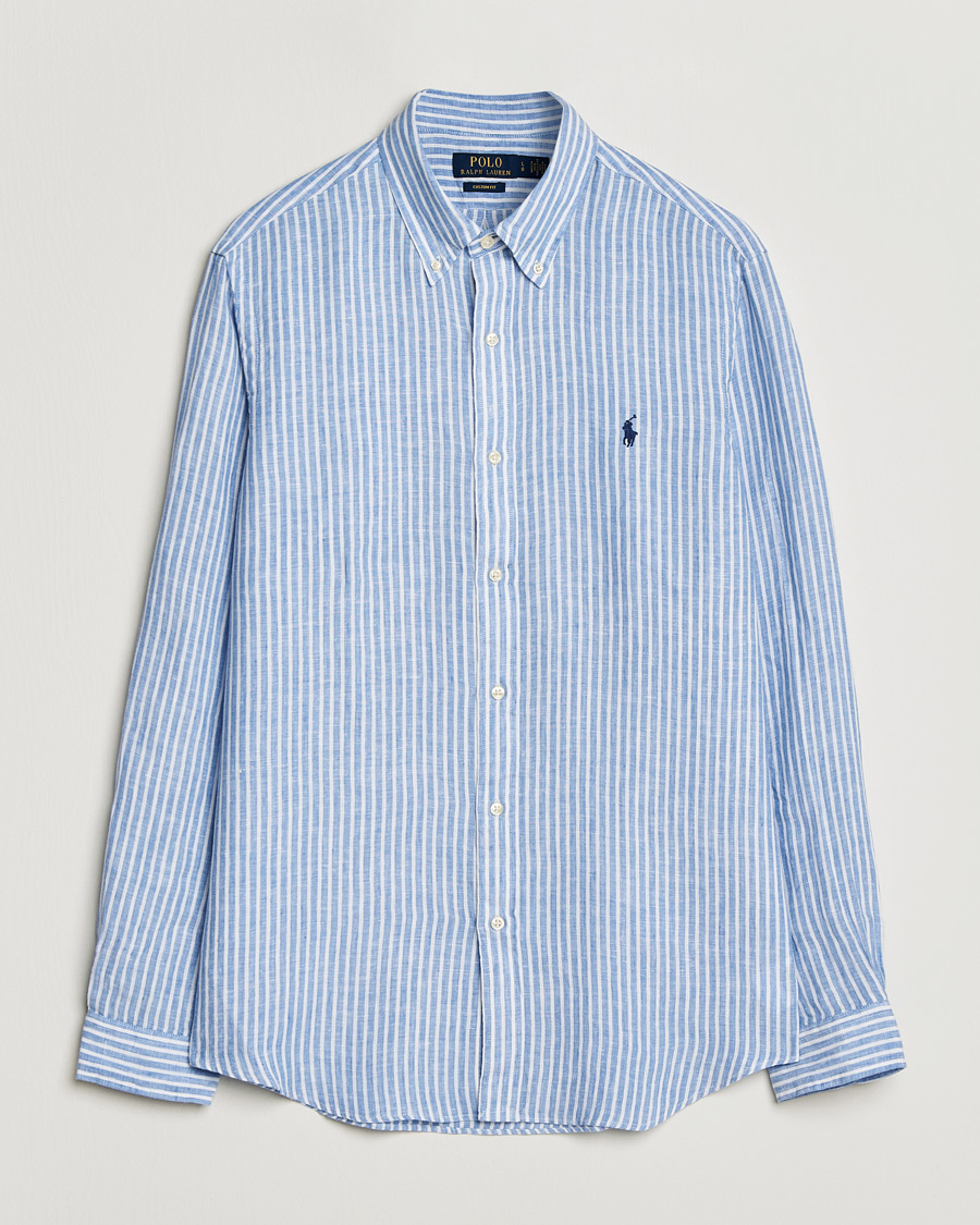 Herre | Skjorter | Polo Ralph Lauren | Custom Fit Linen Shirt Blue/White