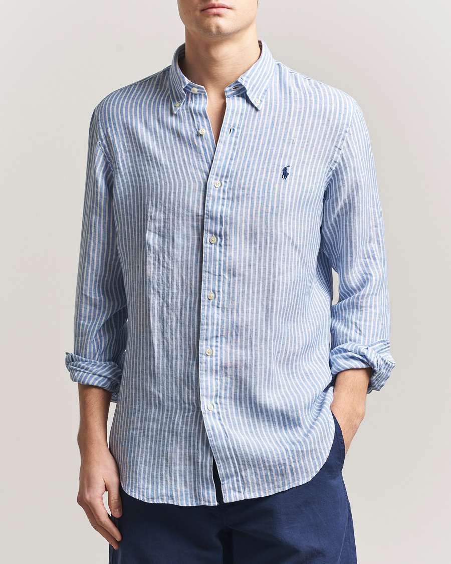 Herre | Skjorter | Polo Ralph Lauren | Custom Fit Linen Shirt Blue/White