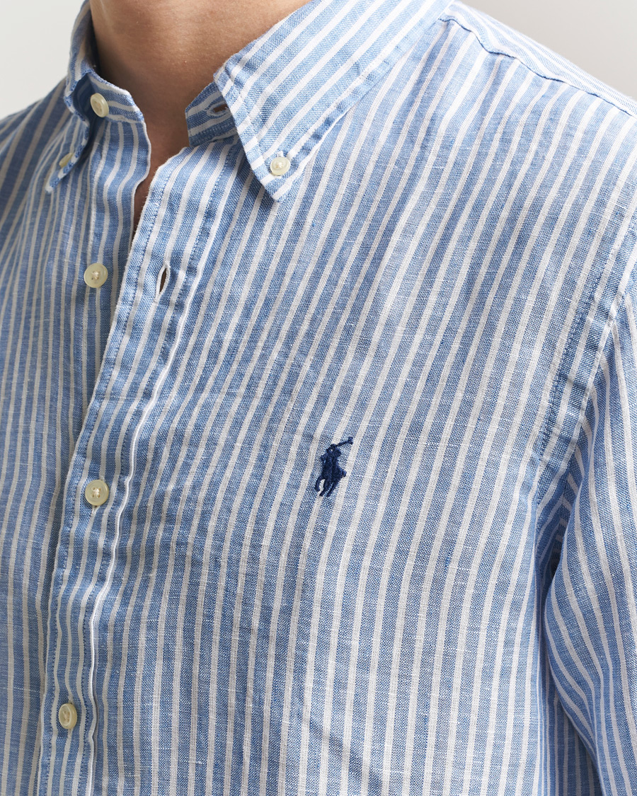 Herre | Skjorter | Polo Ralph Lauren | Custom Fit Linen Shirt Blue/White