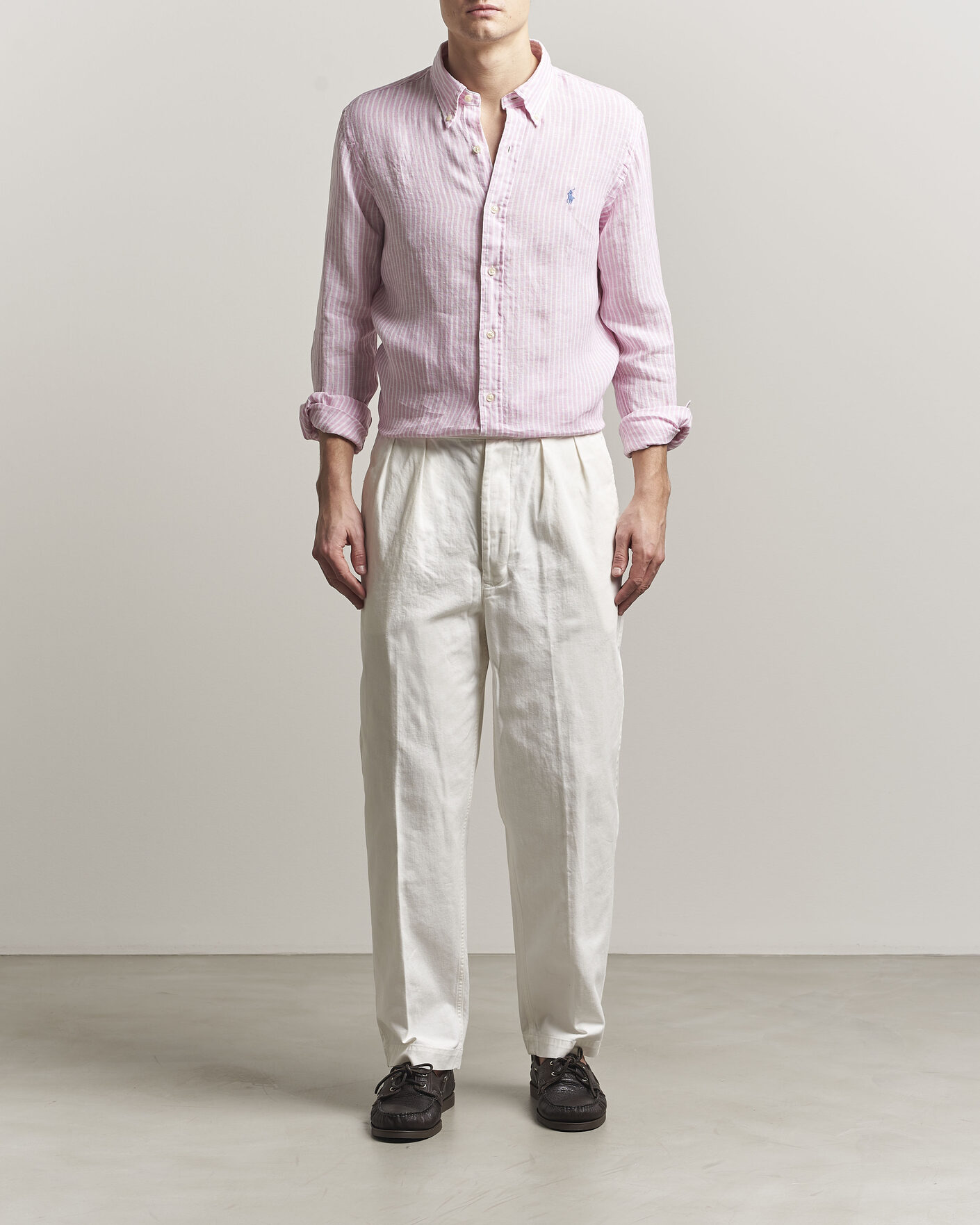 Herre | Skjorter | Polo Ralph Lauren | Custom Fit Linen Shirt Pink/White