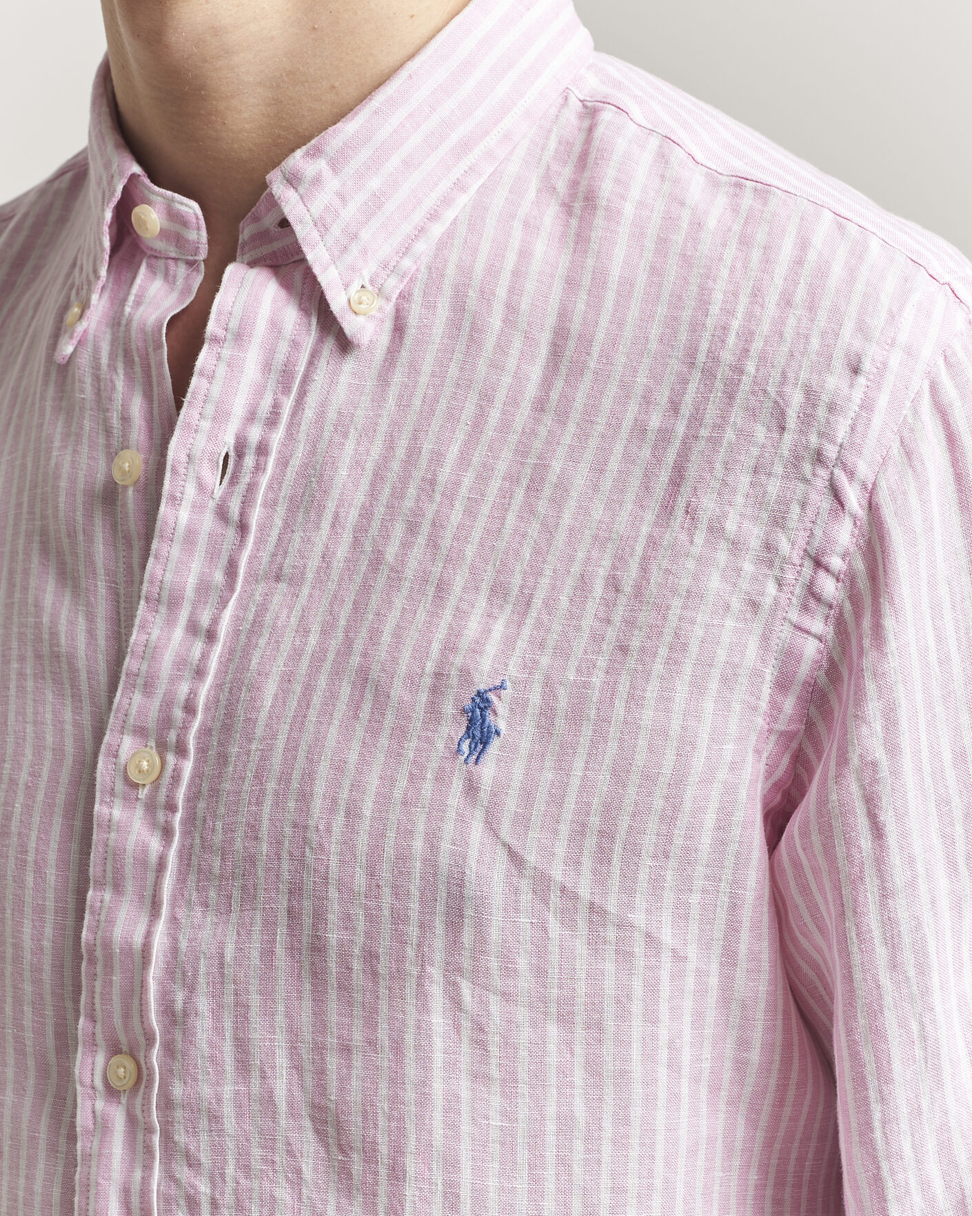 Herre | Skjorter | Polo Ralph Lauren | Custom Fit Linen Shirt Pink/White