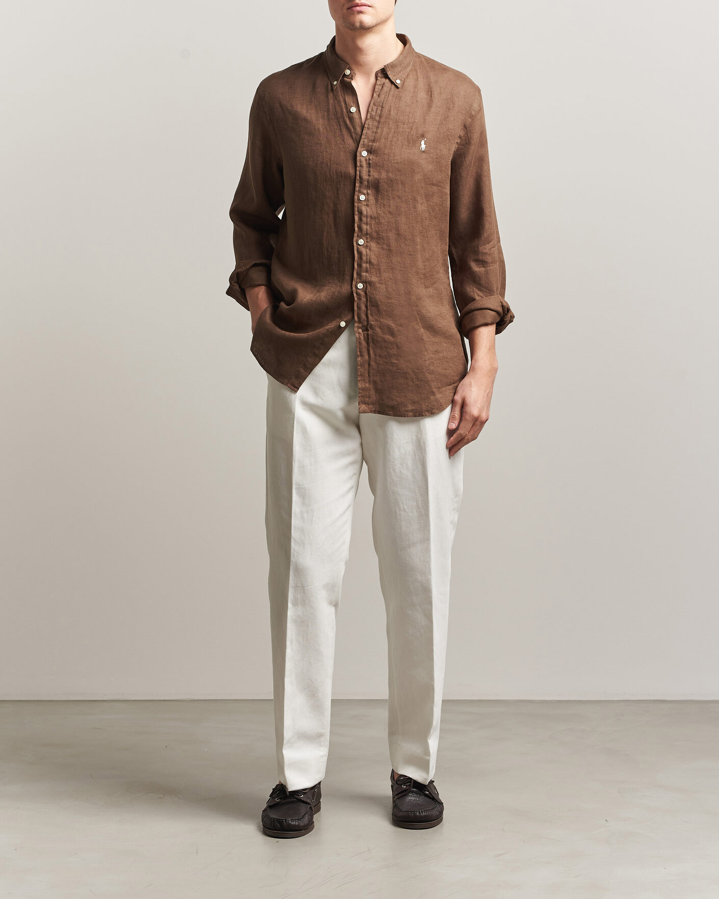 Herre | Skjorter | Polo Ralph Lauren | Slim Fit Linen Shirt Chestnut