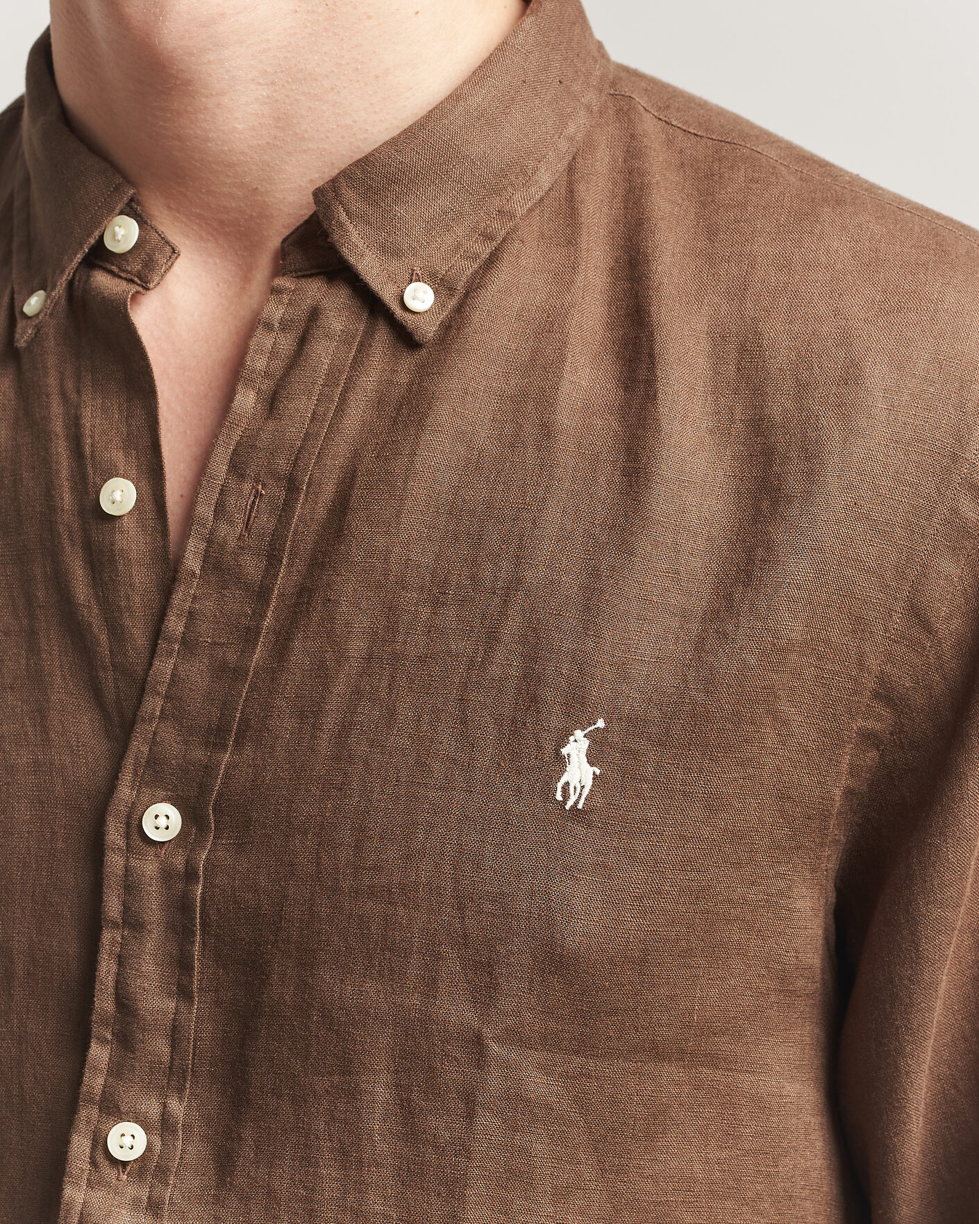Herre | Skjorter | Polo Ralph Lauren | Slim Fit Linen Shirt Chestnut