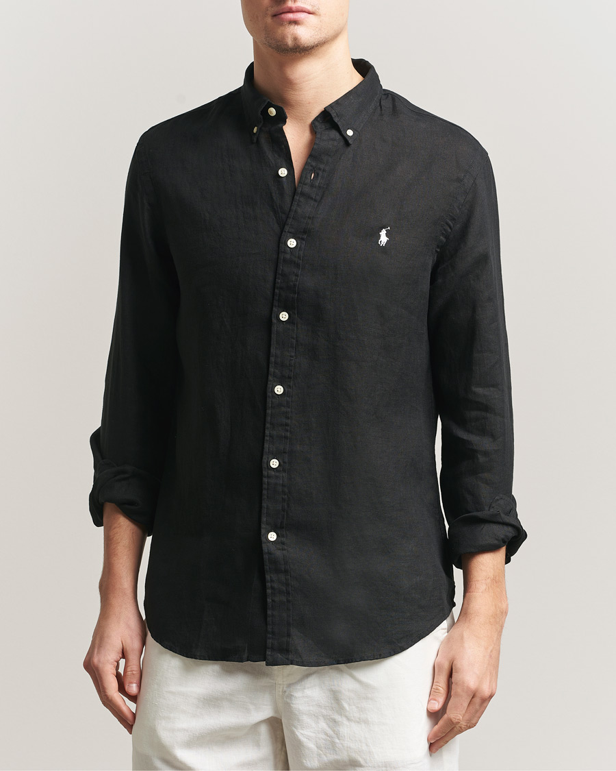 Herre | Skjorter | Polo Ralph Lauren | Slim Fit Linen Shirt Polo Black