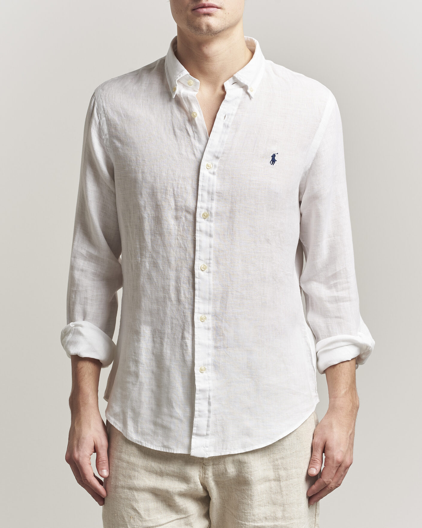 Herre | Skjorter | Polo Ralph Lauren | Slim Fit Linen Shirt White