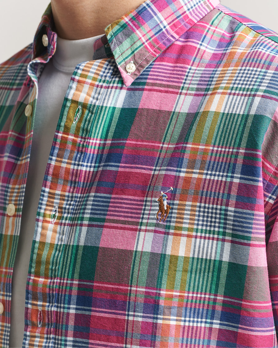 Herre | Skjorter | Polo Ralph Lauren | Custom Fit Checked Oxford Shirt Pink/Blue Multi