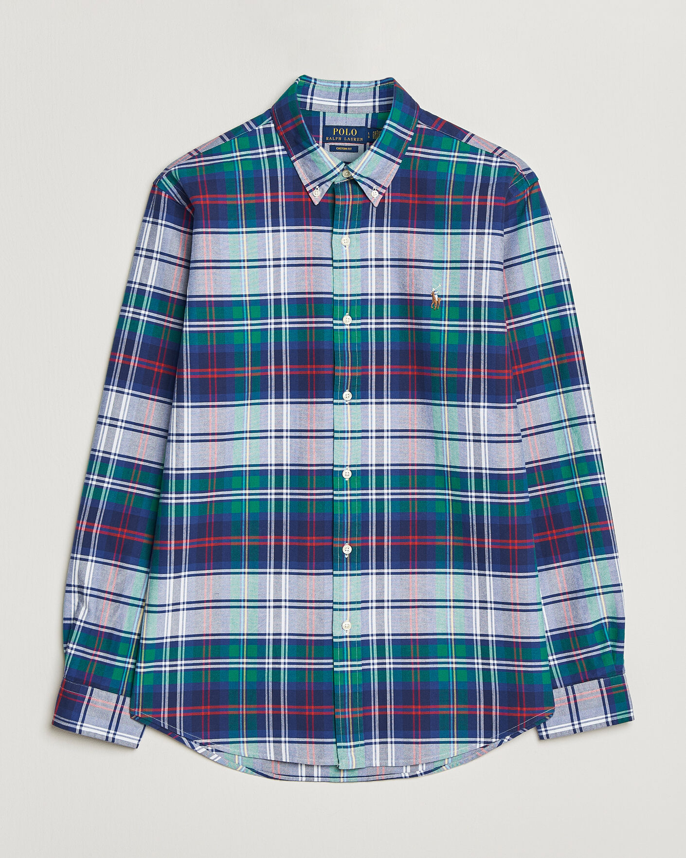 Herre | Skjorter | Polo Ralph Lauren | Custom Fit Checked Oxford Shirt Green/Blue Multi