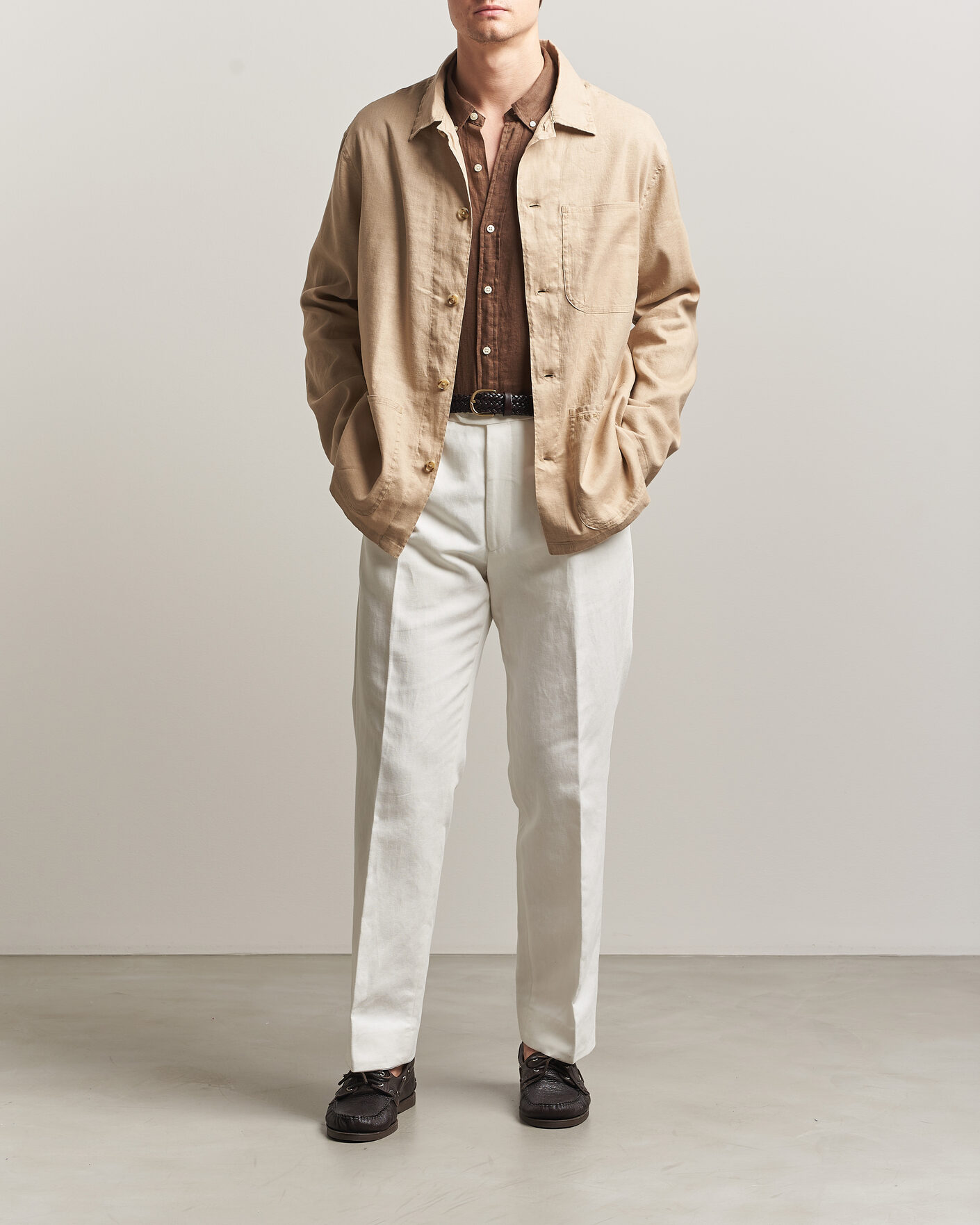 Herre | Skjorter | Polo Ralph Lauren | Stretch Linen Overshirt Coastal Beige