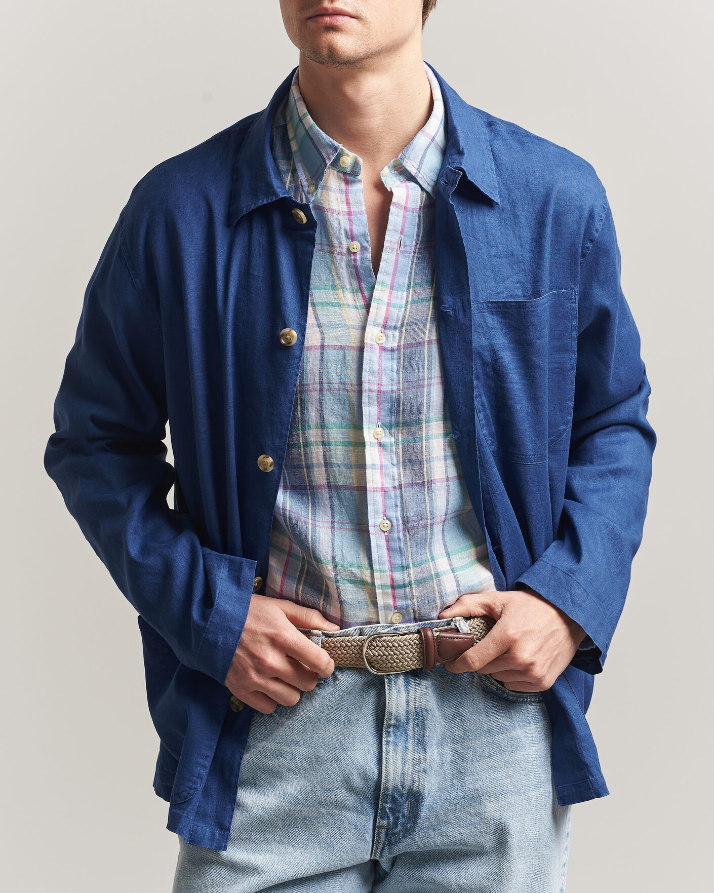 Herre | Skjorter | Polo Ralph Lauren | Stretch Linen Overshirt Annapolis Blue