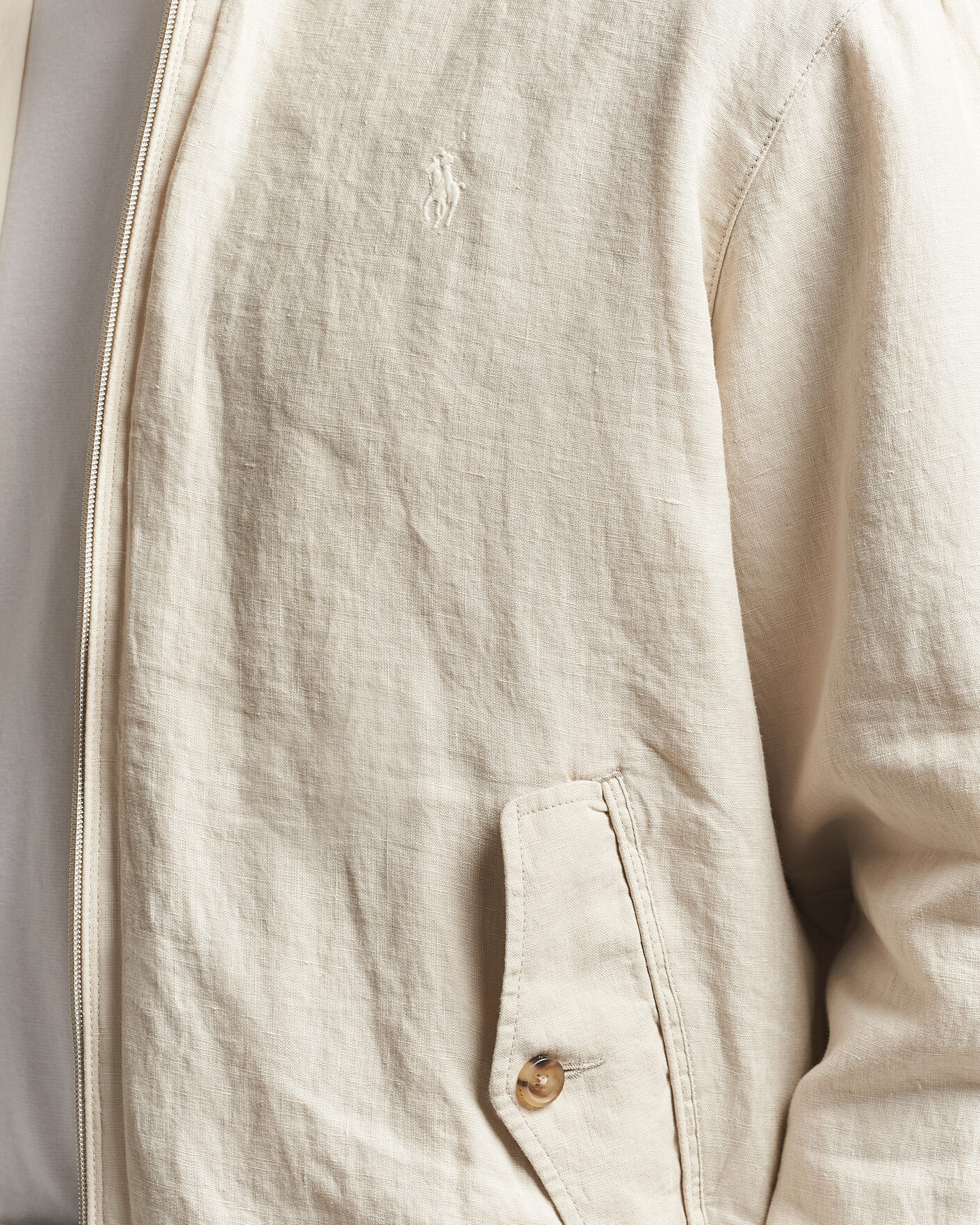 Herre | Jakker | Polo Ralph Lauren | Linen Herringbone Windbreaker Basic Sand