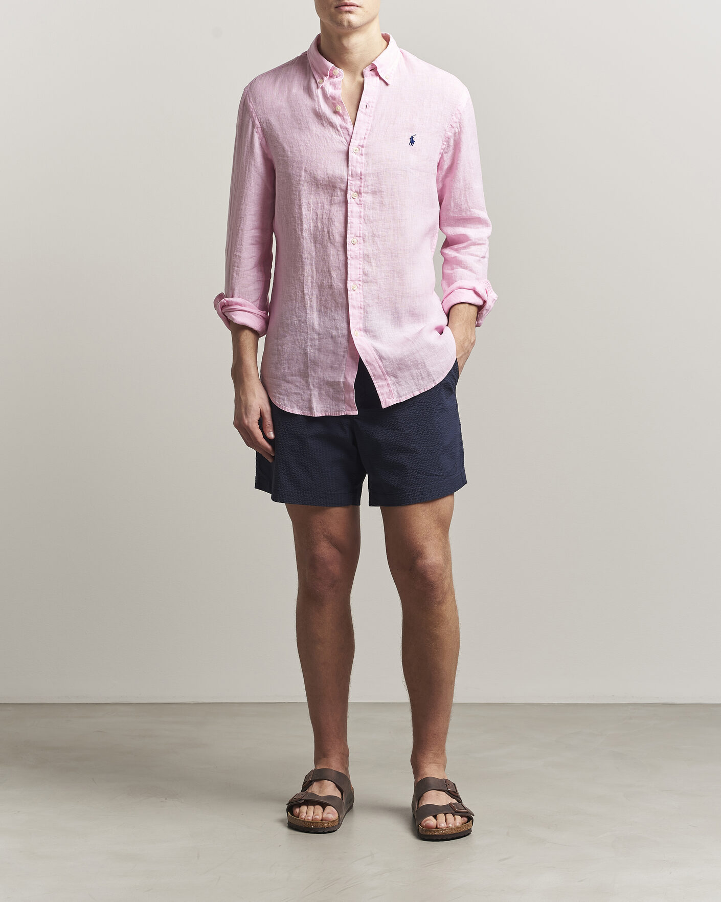 Herre | Skjorter | Polo Ralph Lauren | Slim Fit Linen Shirt Carmel Pink