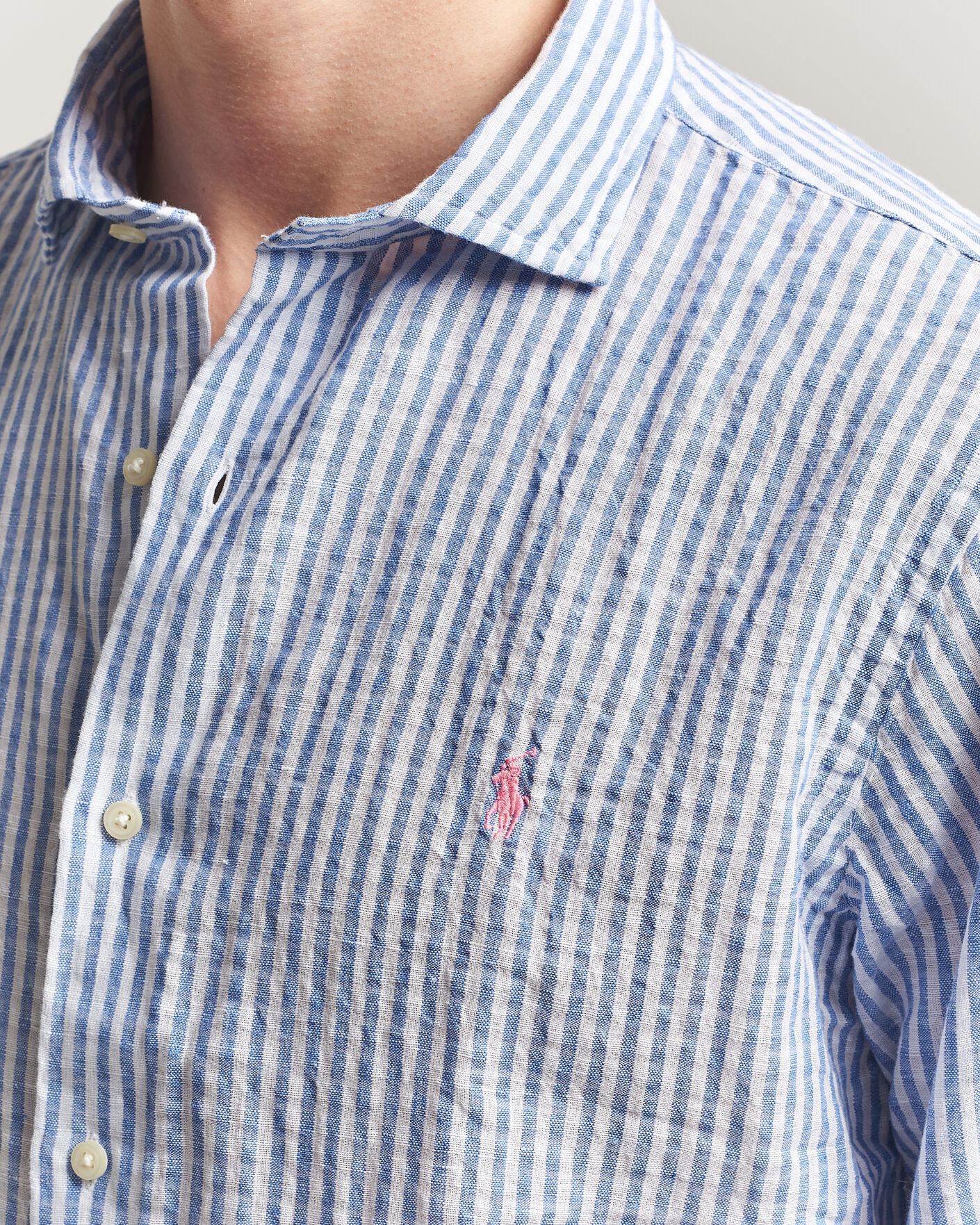 Herre | Skjorter | Polo Ralph Lauren | Cotton/Linen Seersucker Shirt Blue/White