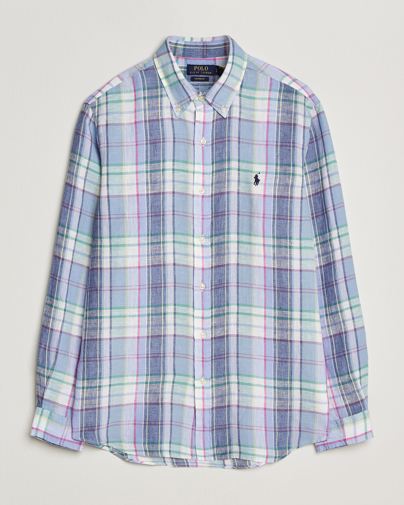 Herre | Skjorter | Polo Ralph Lauren | Custom Fit Check Linen Shirt Blue/White