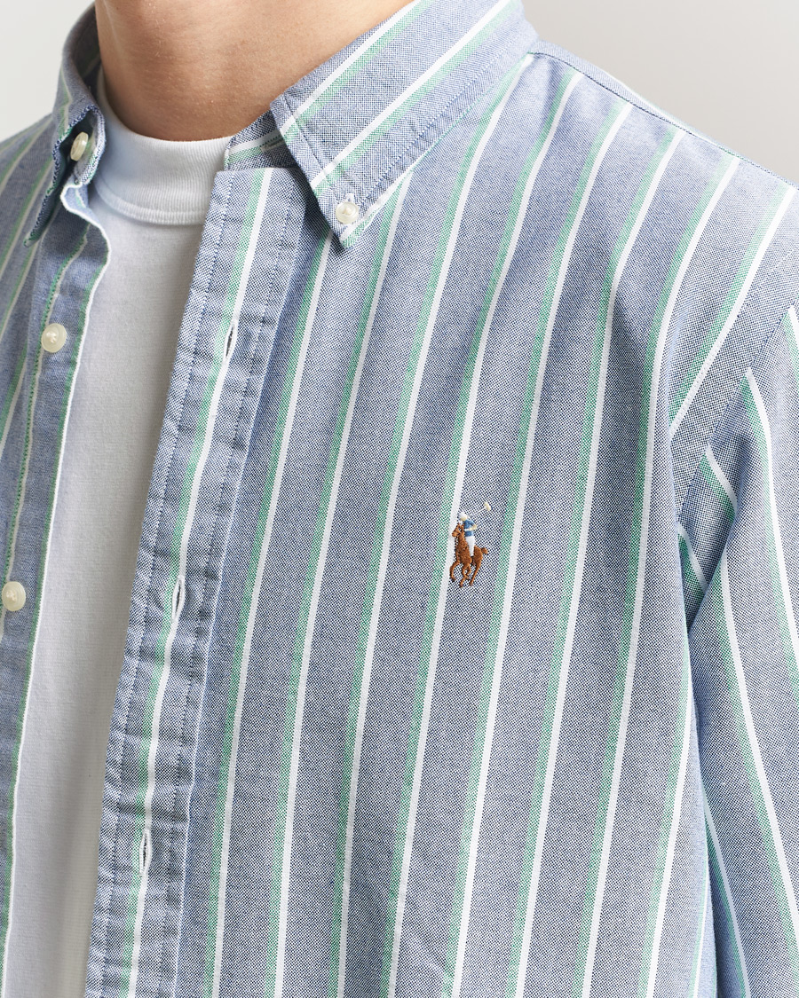 Herre | Skjorter | Polo Ralph Lauren | Custom Fit Striped Oxford Shirt Navy/Green/Multi