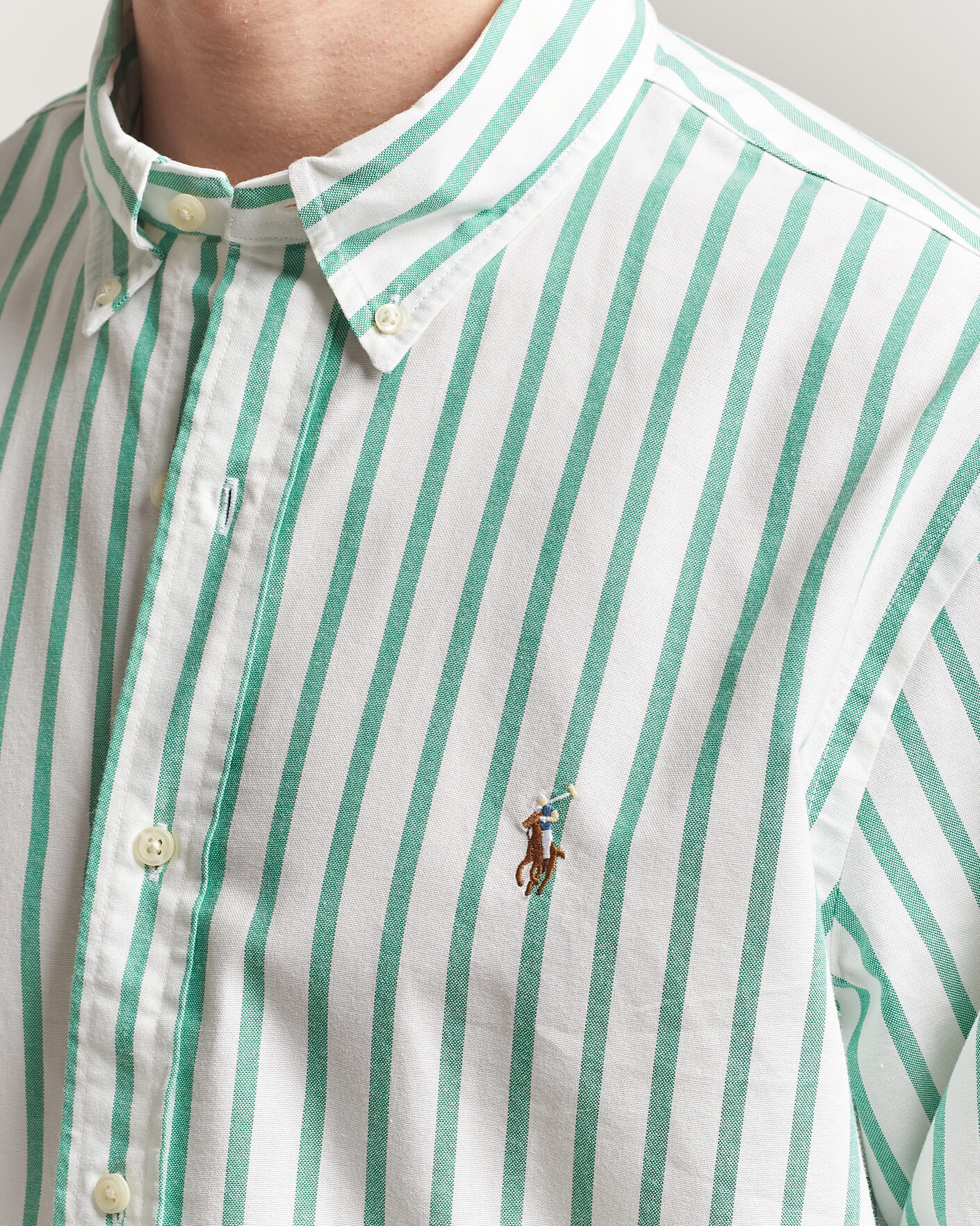 Herre | Skjorter | Polo Ralph Lauren | Custom Fit Striped Oxford Shirt Green