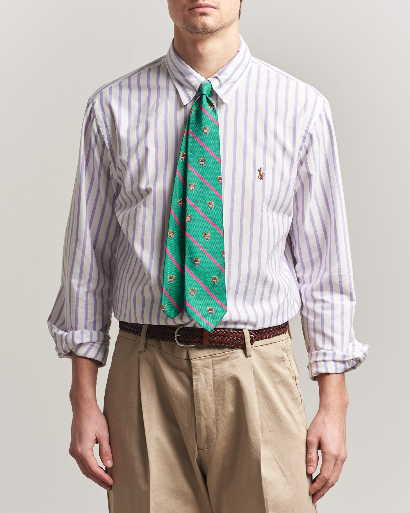 Herre | Skjorter | Polo Ralph Lauren | Custom Fit Striped Oxford Shirt Purple