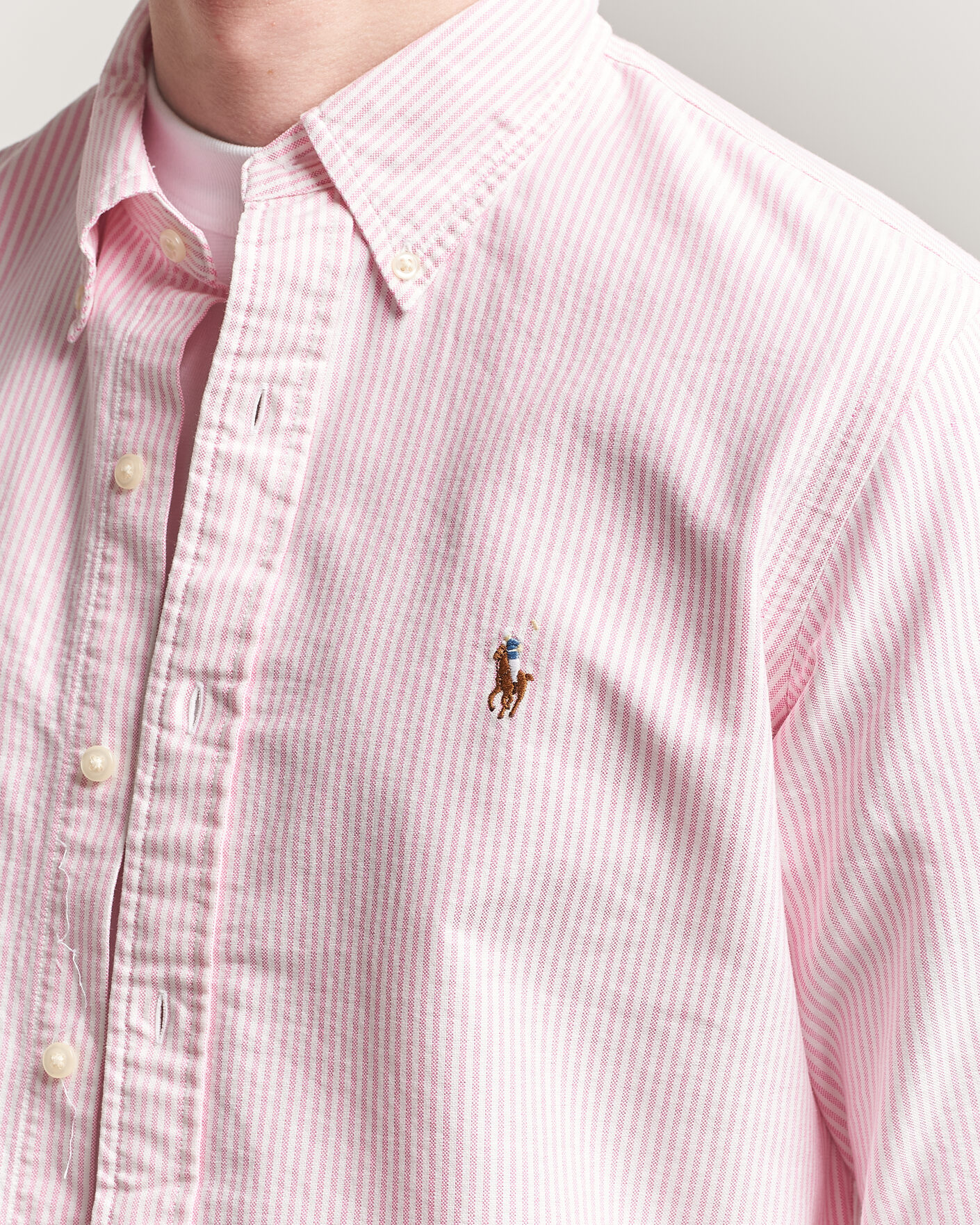 Herre | Skjorter | Polo Ralph Lauren | Custom Fit Micro Striped Oxford Shirt Pink