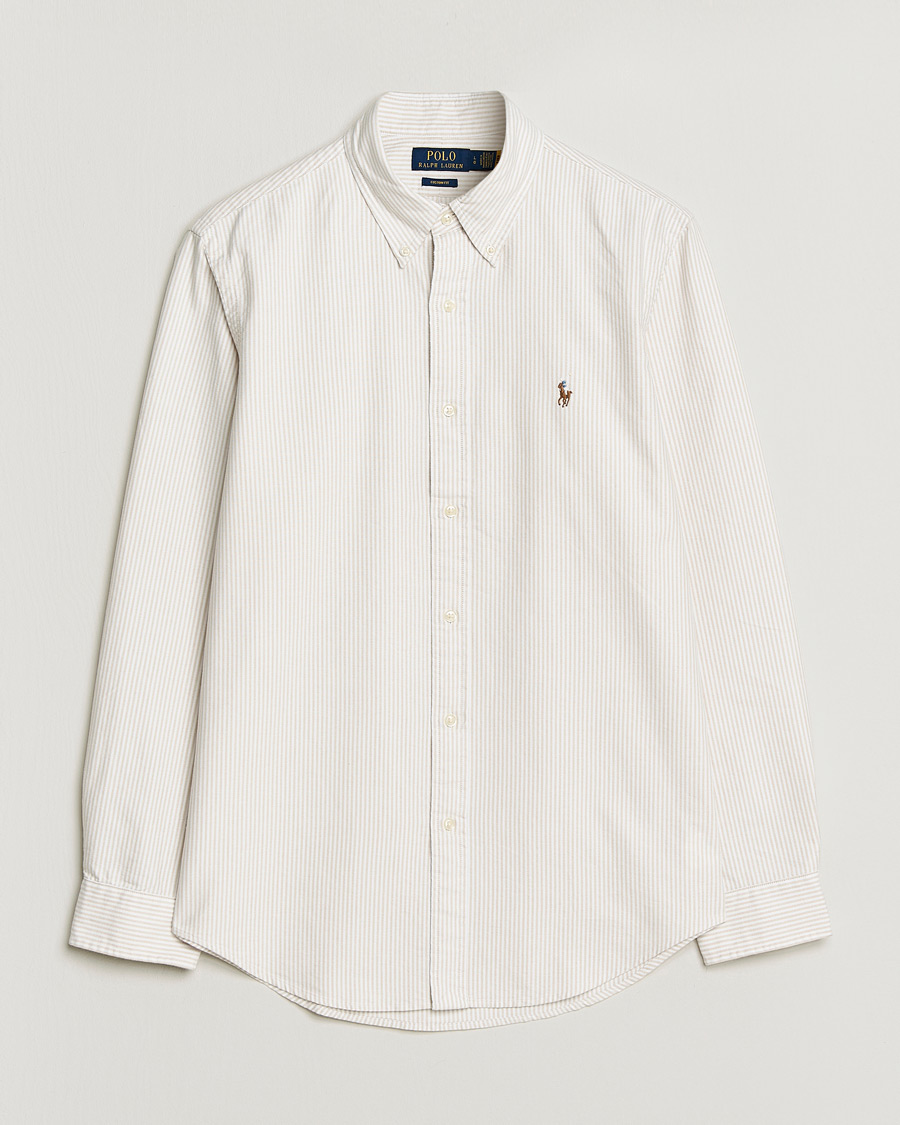 Herre | Skjorter | Polo Ralph Lauren | Custom Fit Micro Striped Oxford Shirt Beige