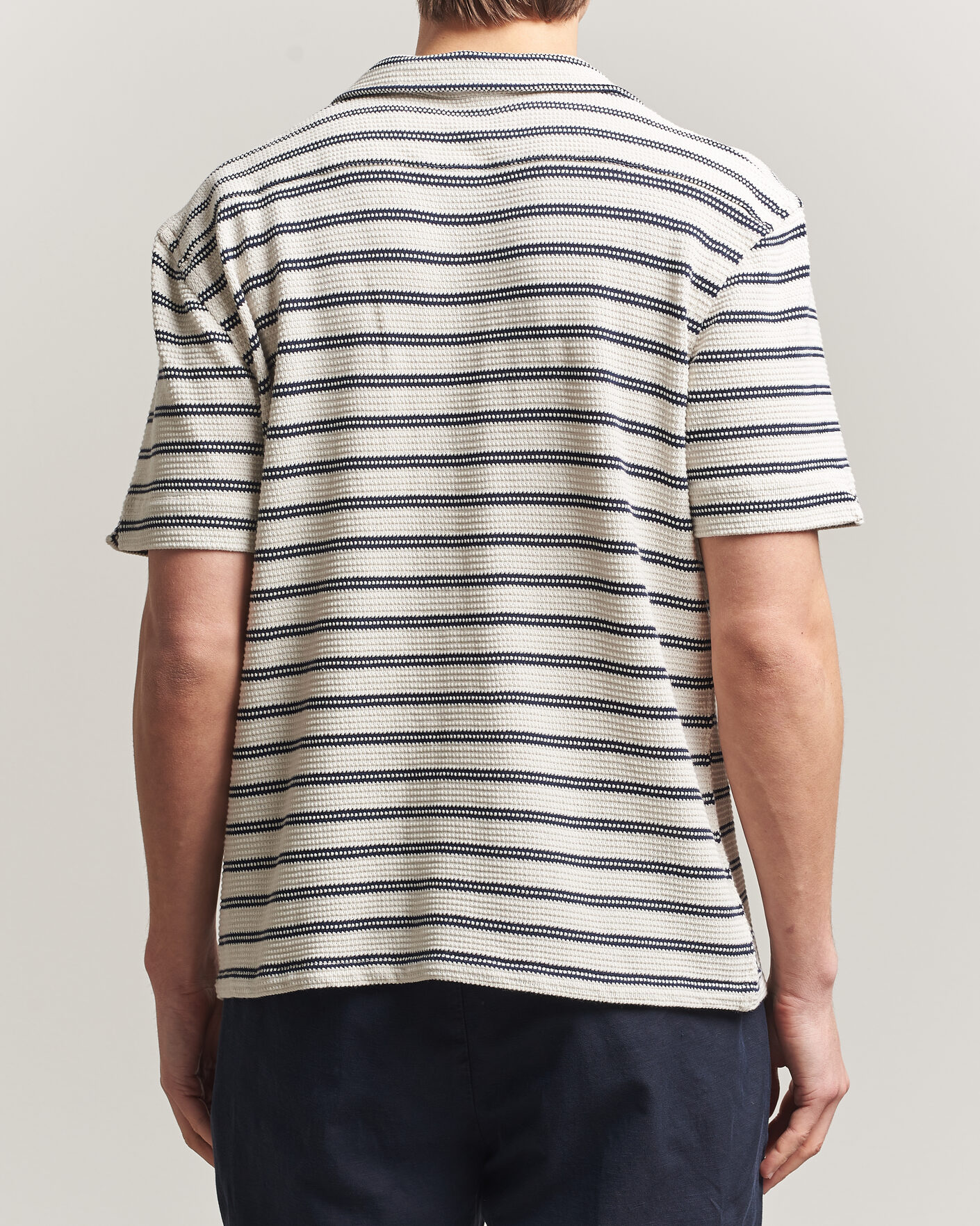 Herre | Skjorter | Polo Ralph Lauren | Knitted Camp Shirt Pale Cream/Newport Navy