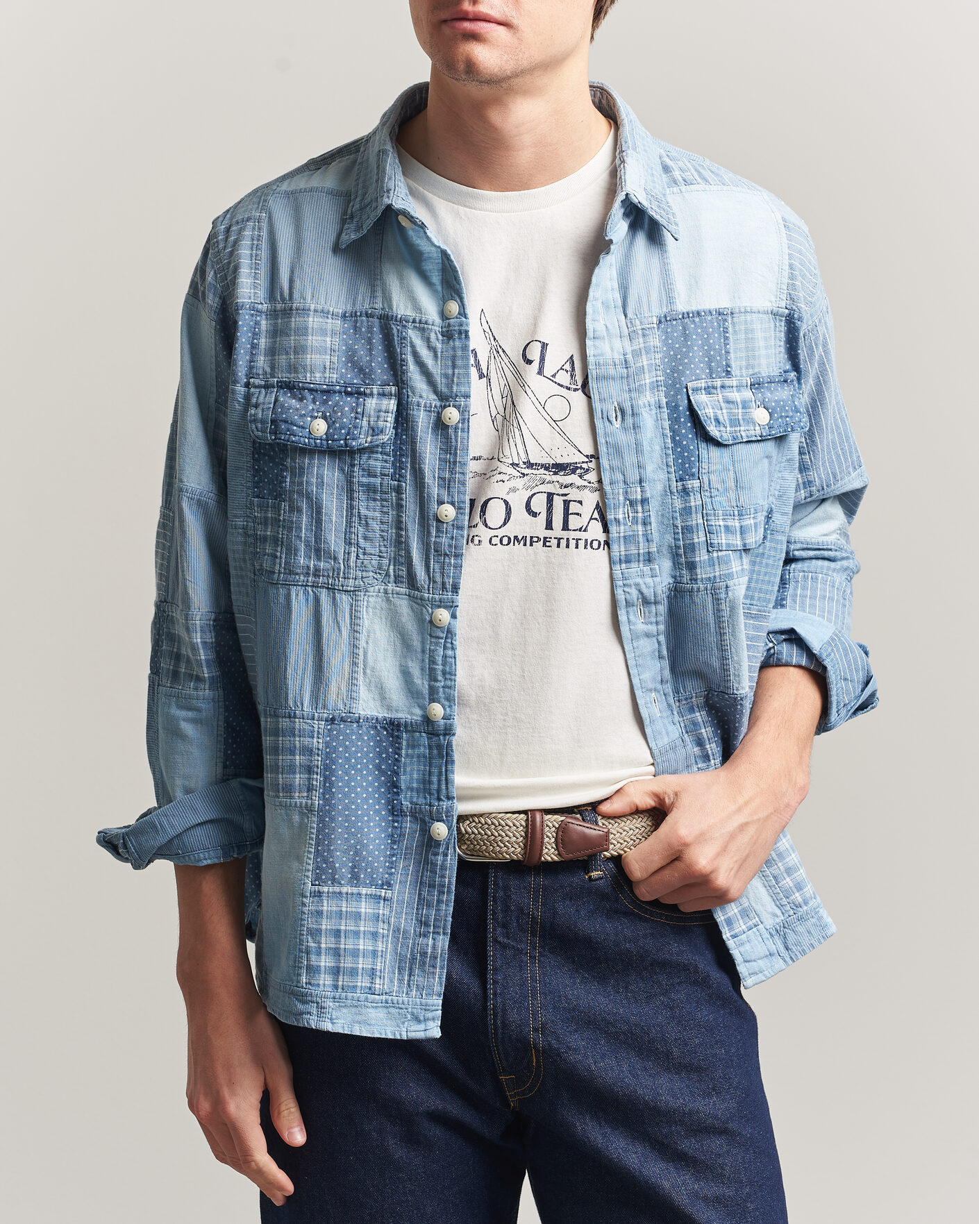 Herre | Skjorter | Polo Ralph Lauren | Indigo Patchwork Shirt Blue