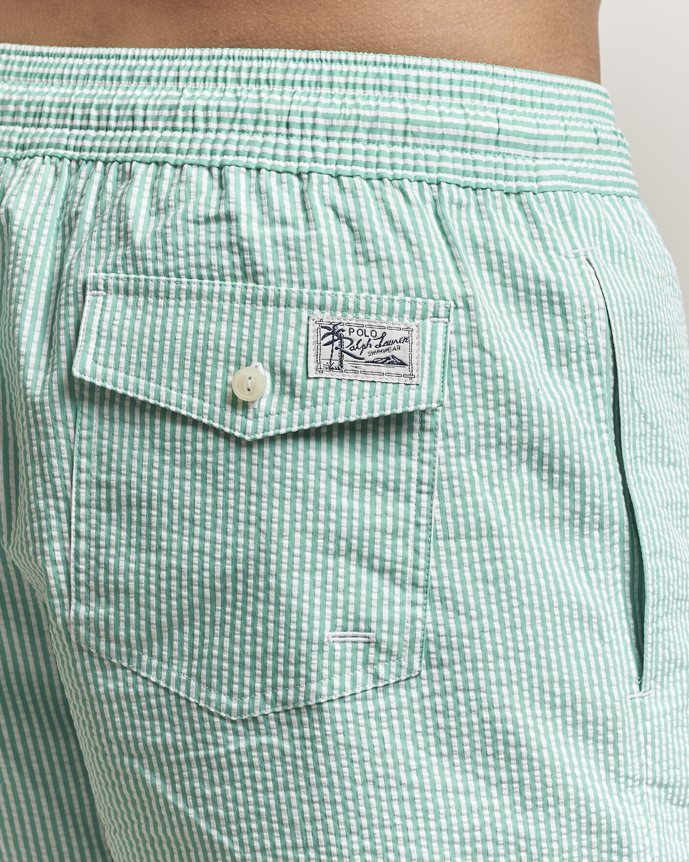 Herre | Badebukser | Polo Ralph Lauren | Traveler Mid Trunk Seersucker Green