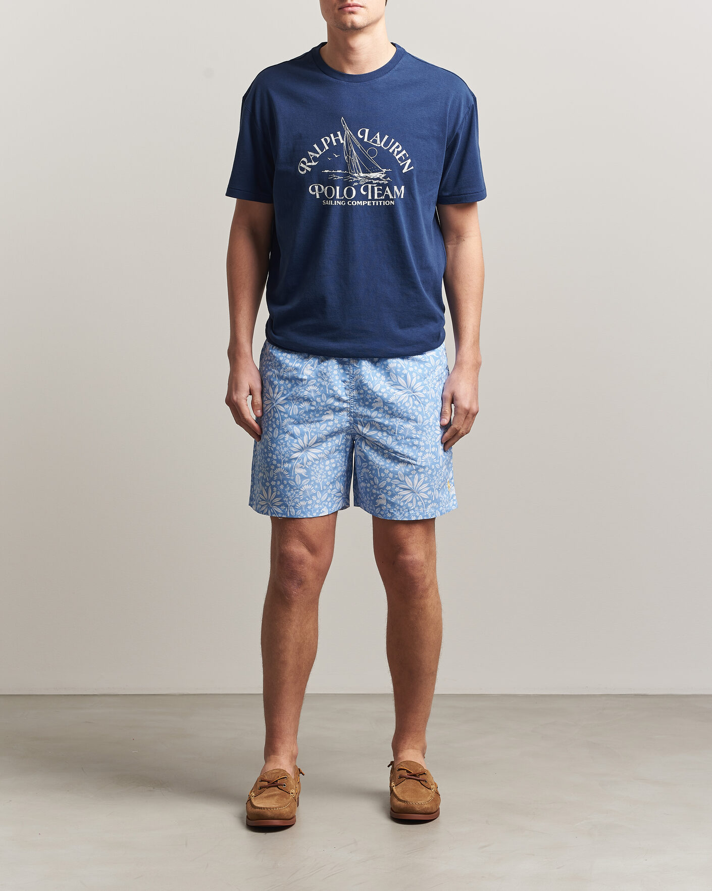 Herre | Badebukser | Polo Ralph Lauren | Traveler Print Mid Trunk Blue