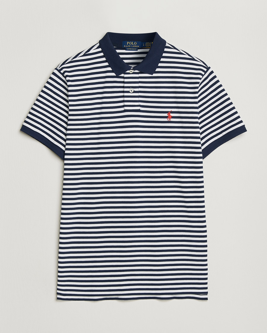 Herre | Polotrøjer | Polo Ralph Lauren | Custom Slim Fit Striped Polo Navy/White