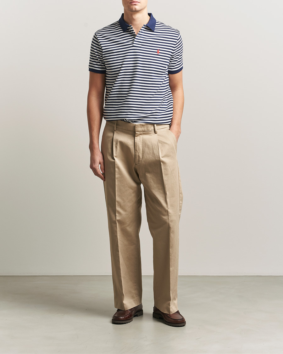 Herre | Polotrøjer | Polo Ralph Lauren | Custom Slim Fit Striped Polo Navy/White