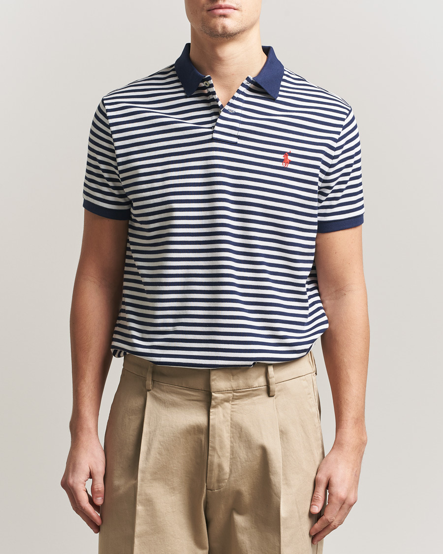 Herre | Polotrøjer | Polo Ralph Lauren | Custom Slim Fit Striped Polo Navy/White