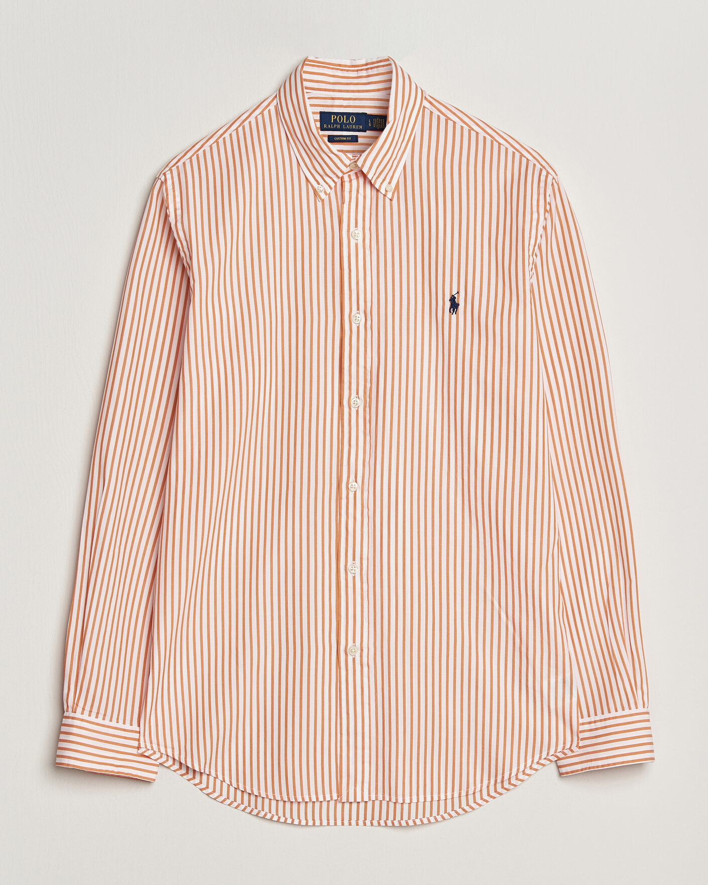 Herre | Skjorter | Polo Ralph Lauren | Custom Fit Poplin Striped Shirt Kona Orange