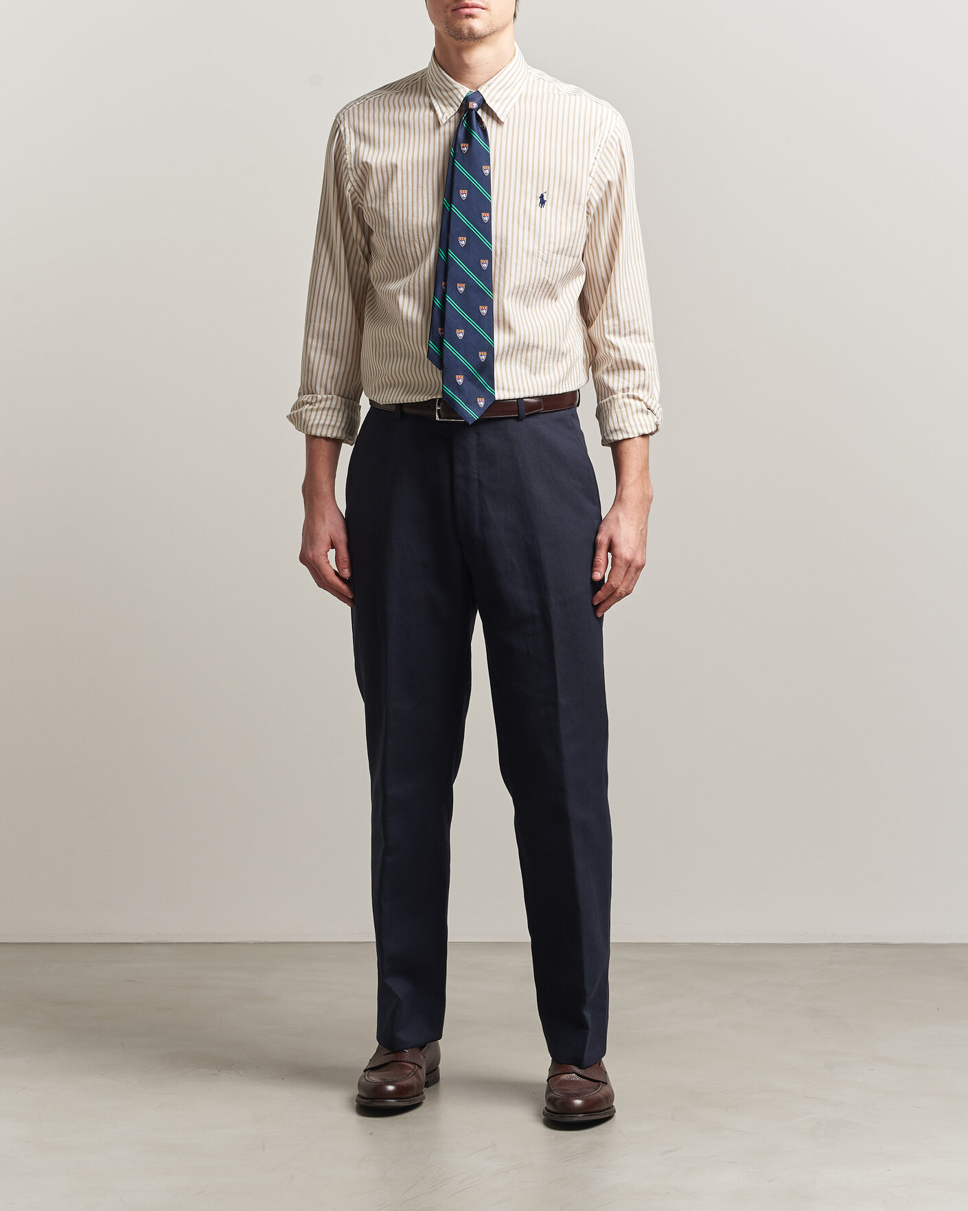 Herre | Skjorter | Polo Ralph Lauren | Custom Fit Poplin Striped Shirt Coastal Beige