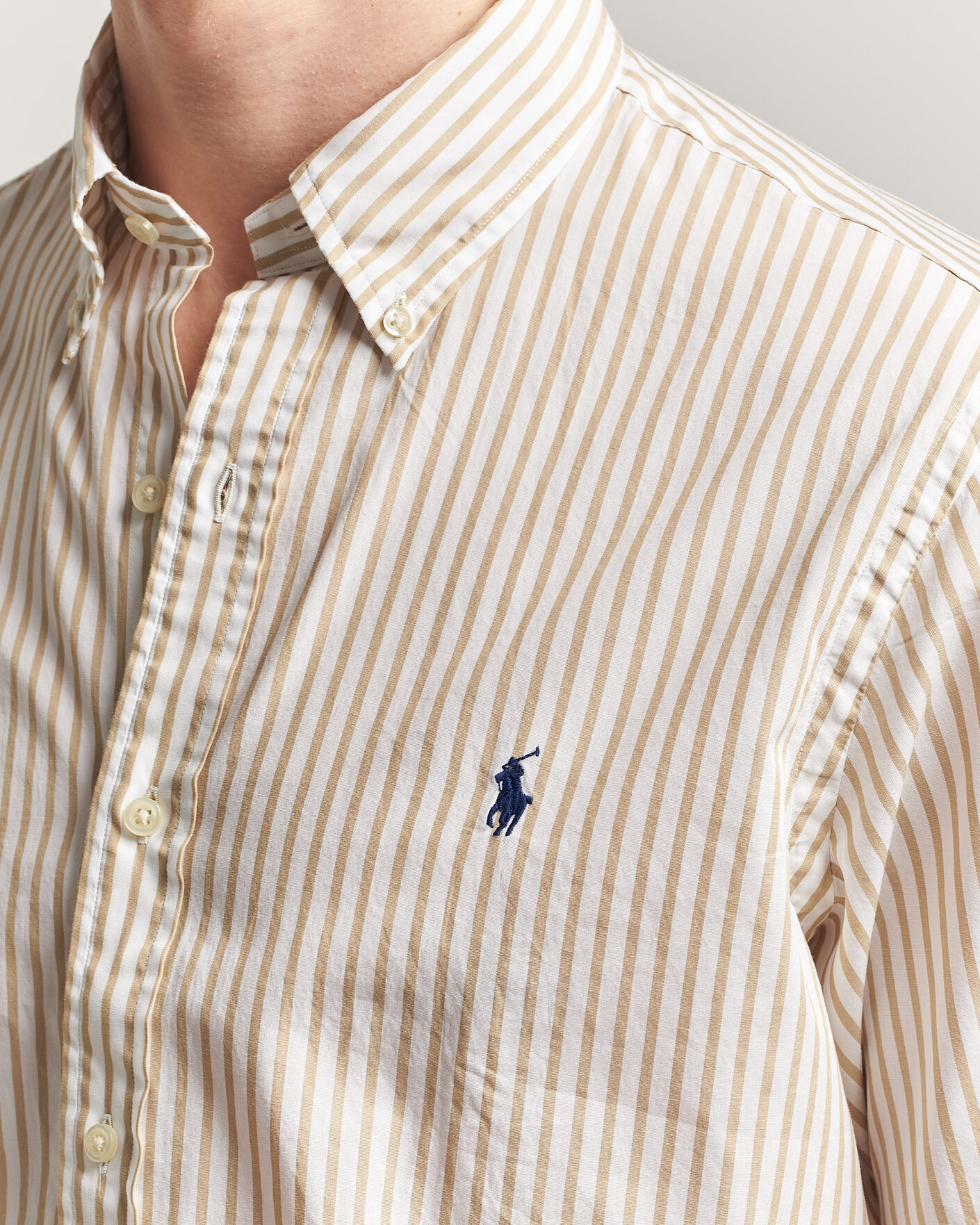 Herre | Skjorter | Polo Ralph Lauren | Custom Fit Poplin Striped Shirt Coastal Beige