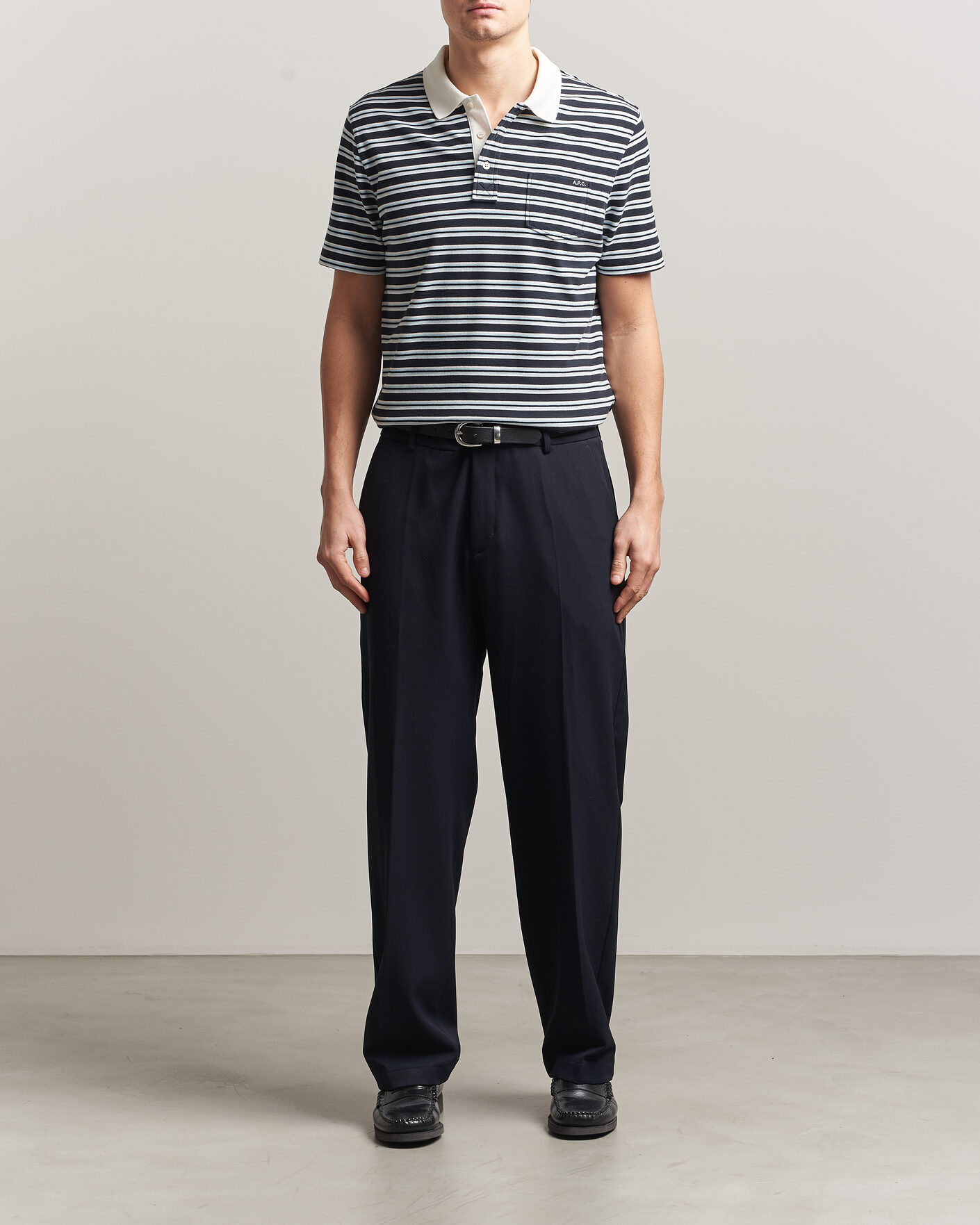 Herre | Polotrøjer | A.P.C. | Oscar Striped Polo Dark Navy